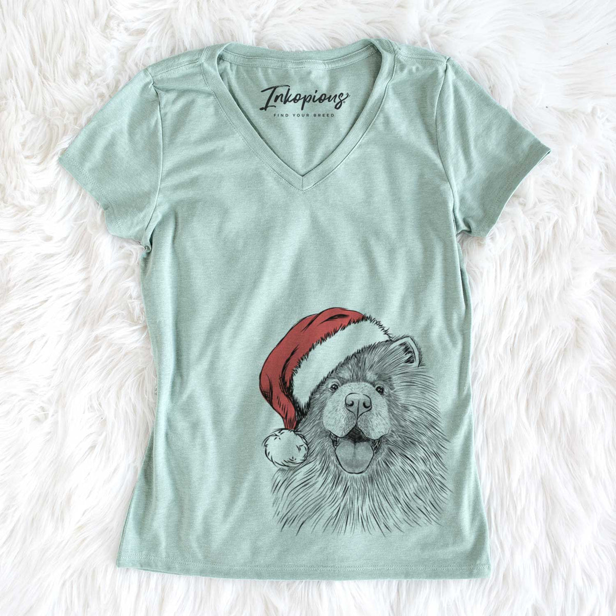 Santa Charming Charlie the Chow Chow - Women&#39;s V-neck Shirt