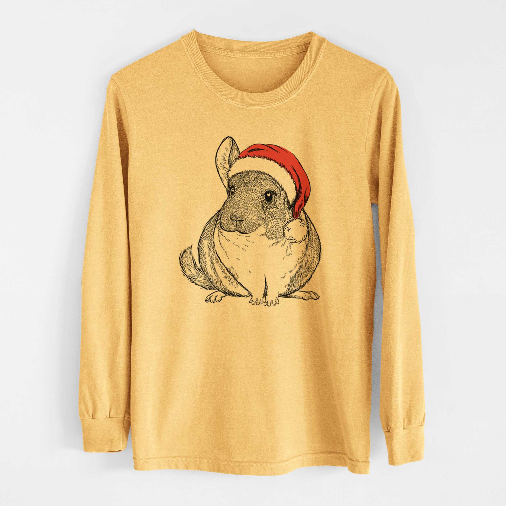 Santa Cheddar the Chinchilla - Heavyweight 100% Cotton Long Sleeve