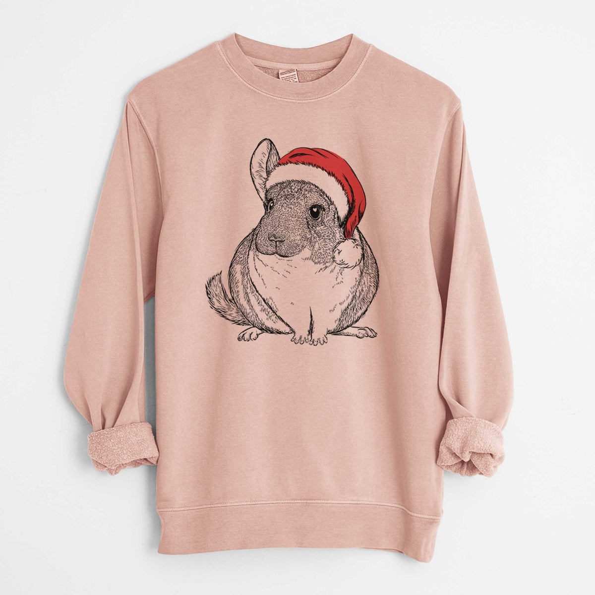 Santa Cheddar the Chinchilla - Unisex Pigment Dyed Crew Sweatshirt
