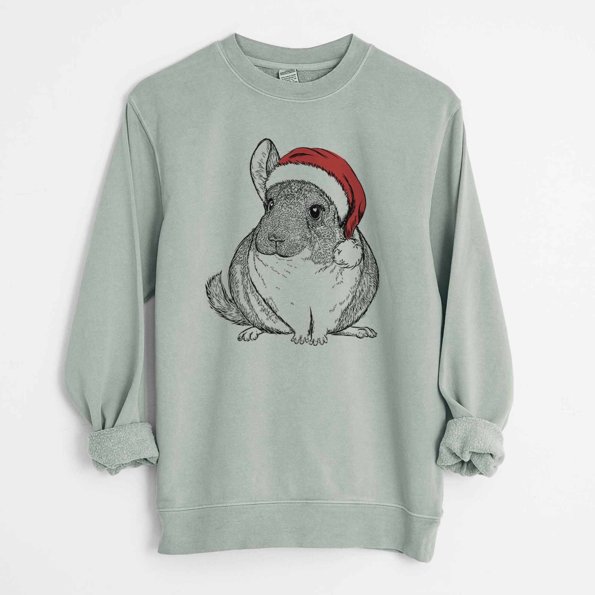 Santa Cheddar the Chinchilla - Unisex Pigment Dyed Crew Sweatshirt