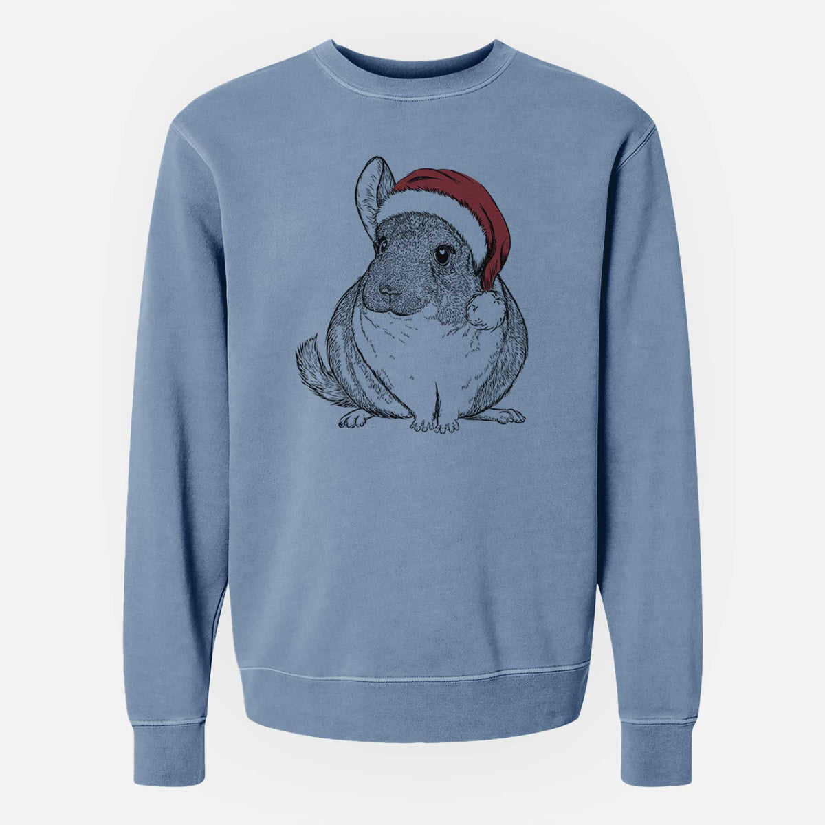 Santa Cheddar the Chinchilla - Unisex Pigment Dyed Crew Sweatshirt