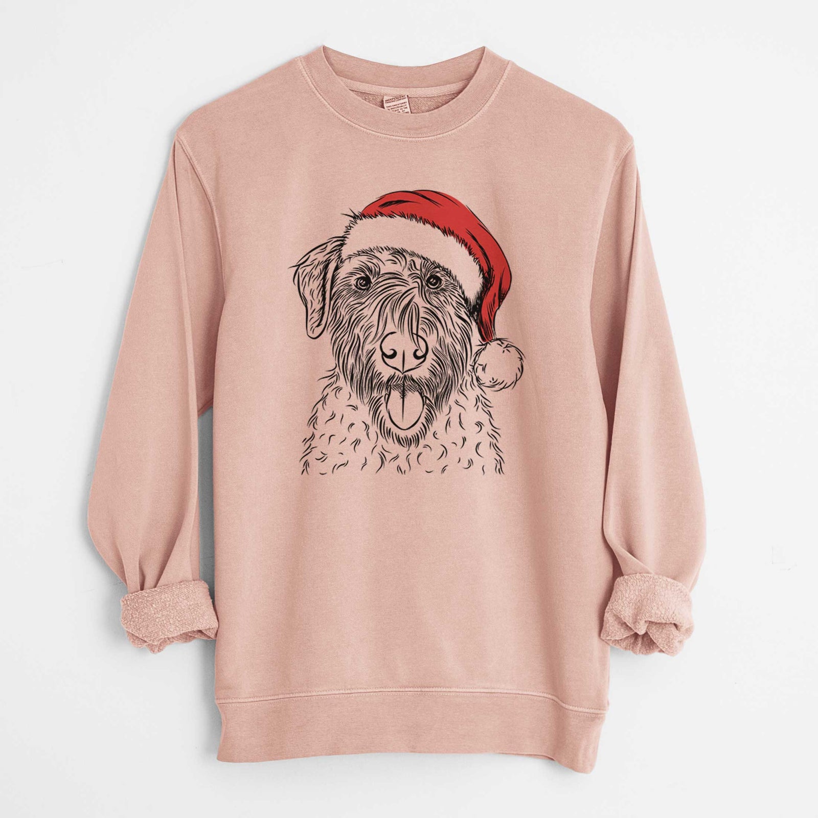 Santa Chester the Soft Coated Wheaten Terrier - Unisex Pigment Dyed Crew Sweatshirt