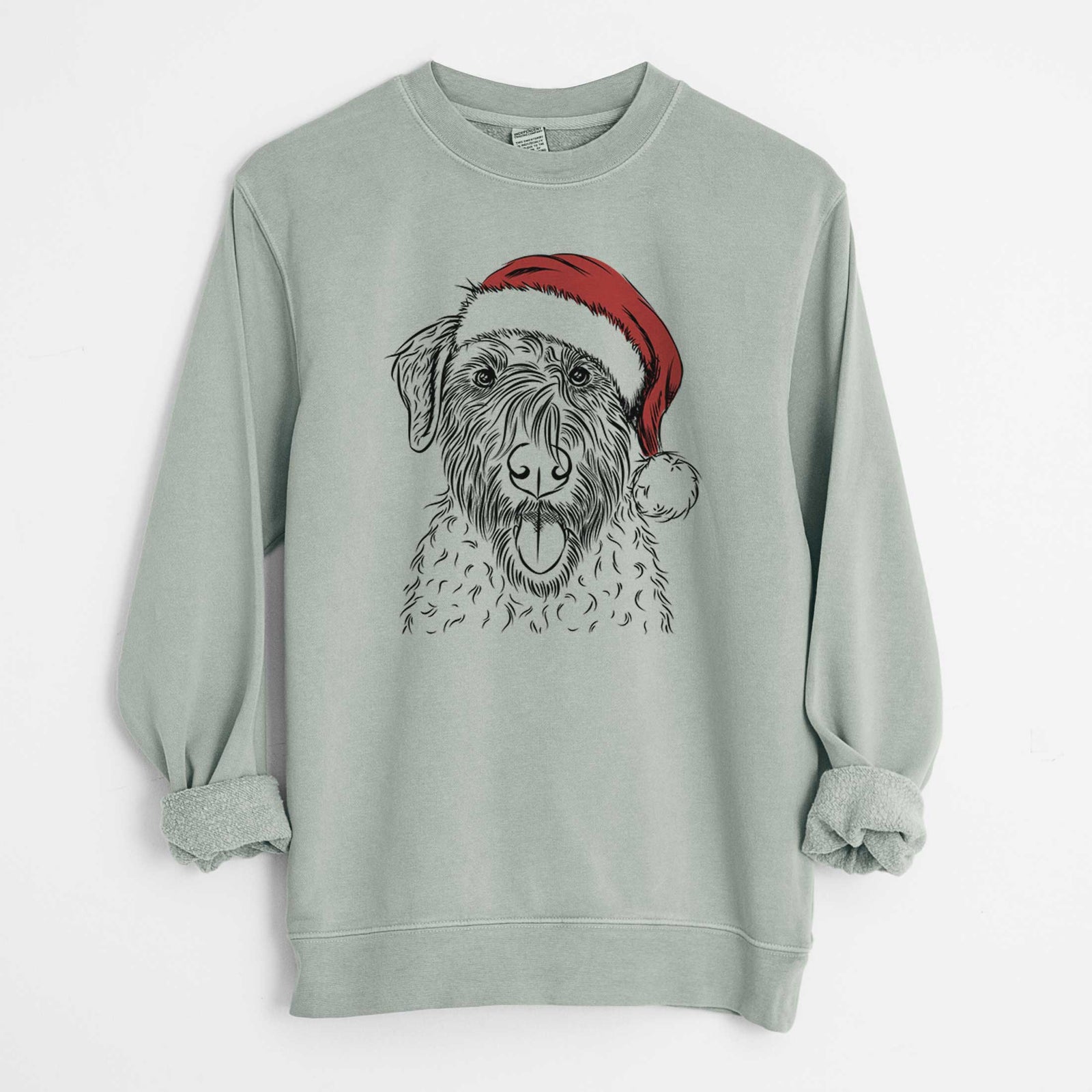 Santa Chester the Soft Coated Wheaten Terrier - Unisex Pigment Dyed Crew Sweatshirt