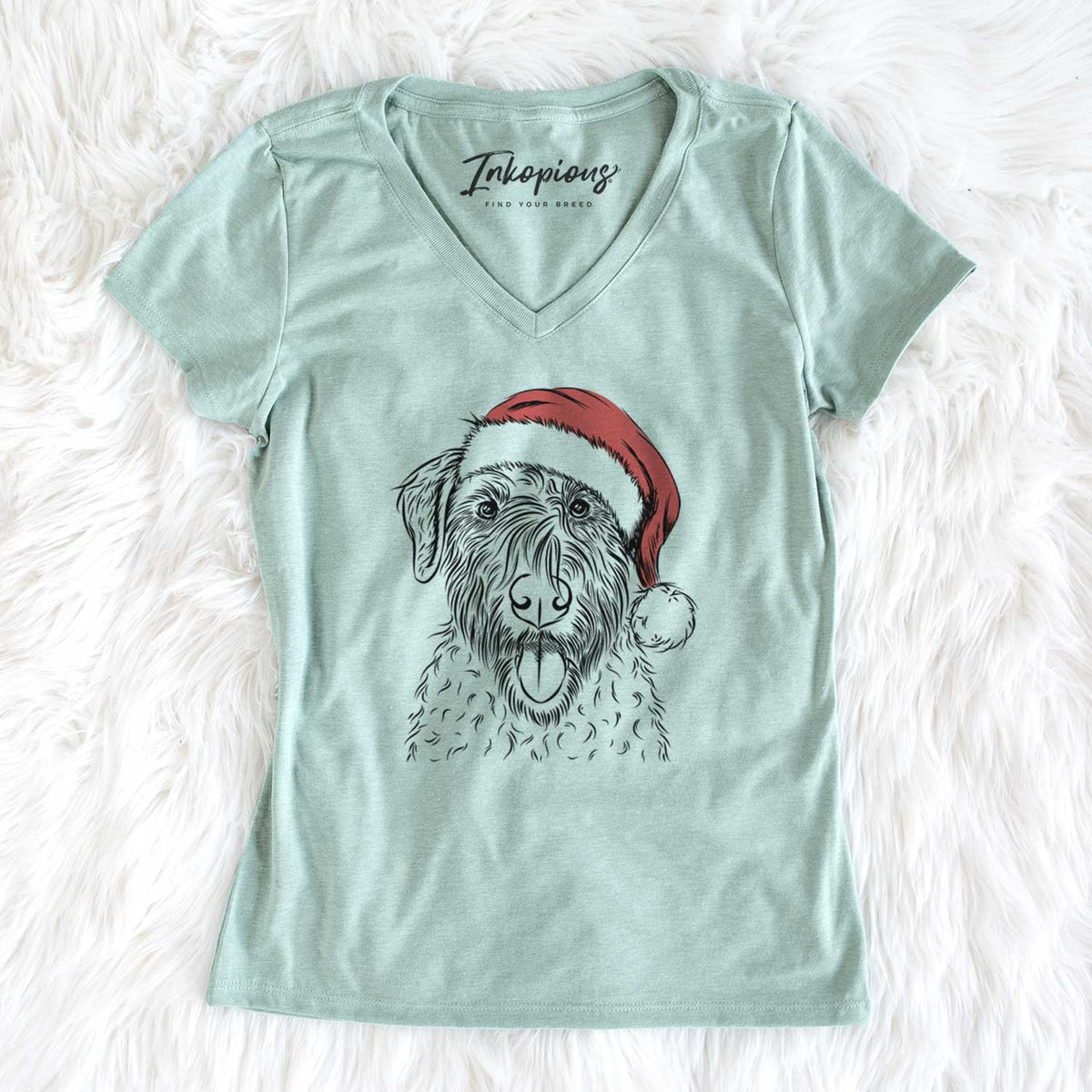 Santa Chester the Soft Coated Wheaten Terrier - Women's V-neck Shirt