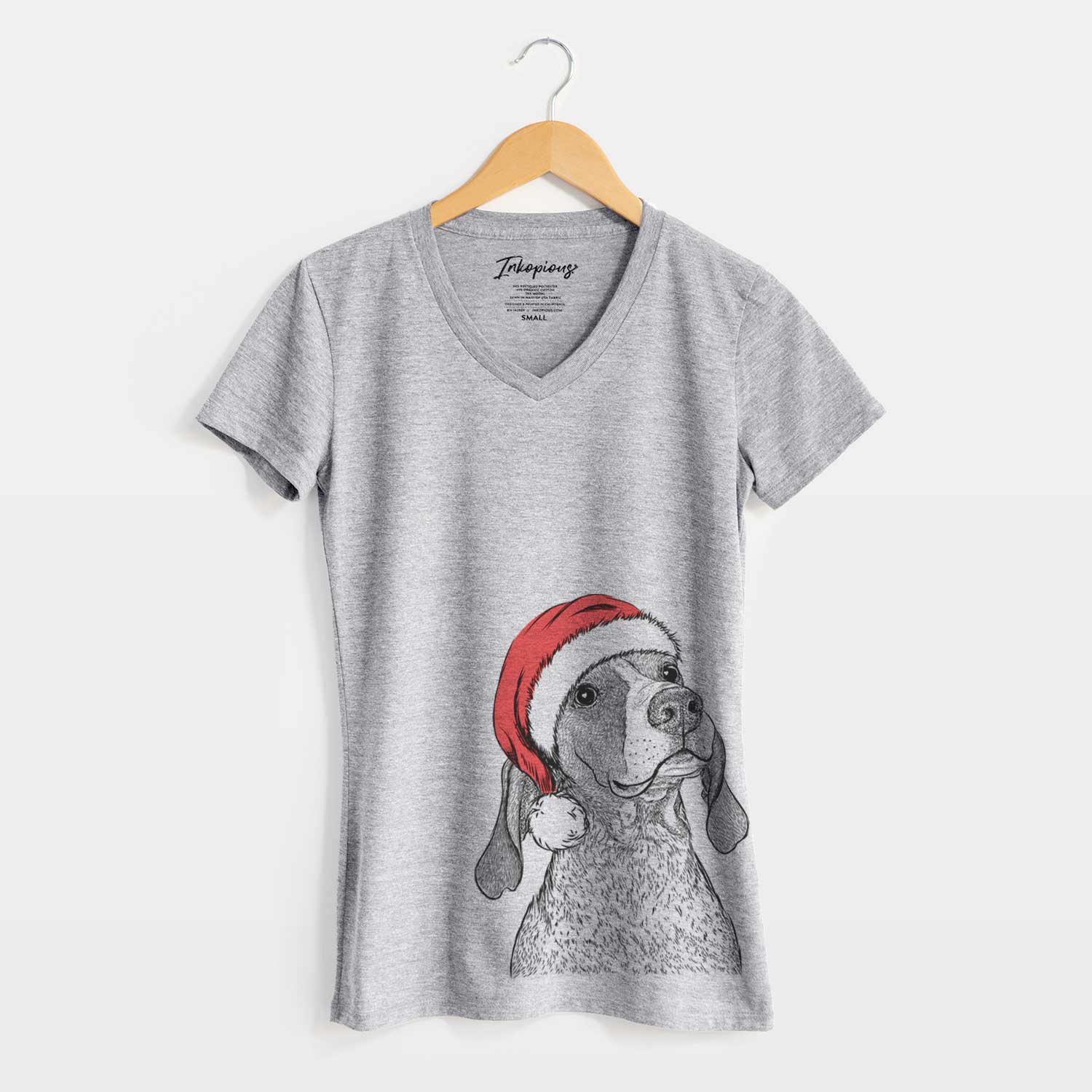 Santa Chester the Red Tick Coonhound - Women's V-neck Shirt