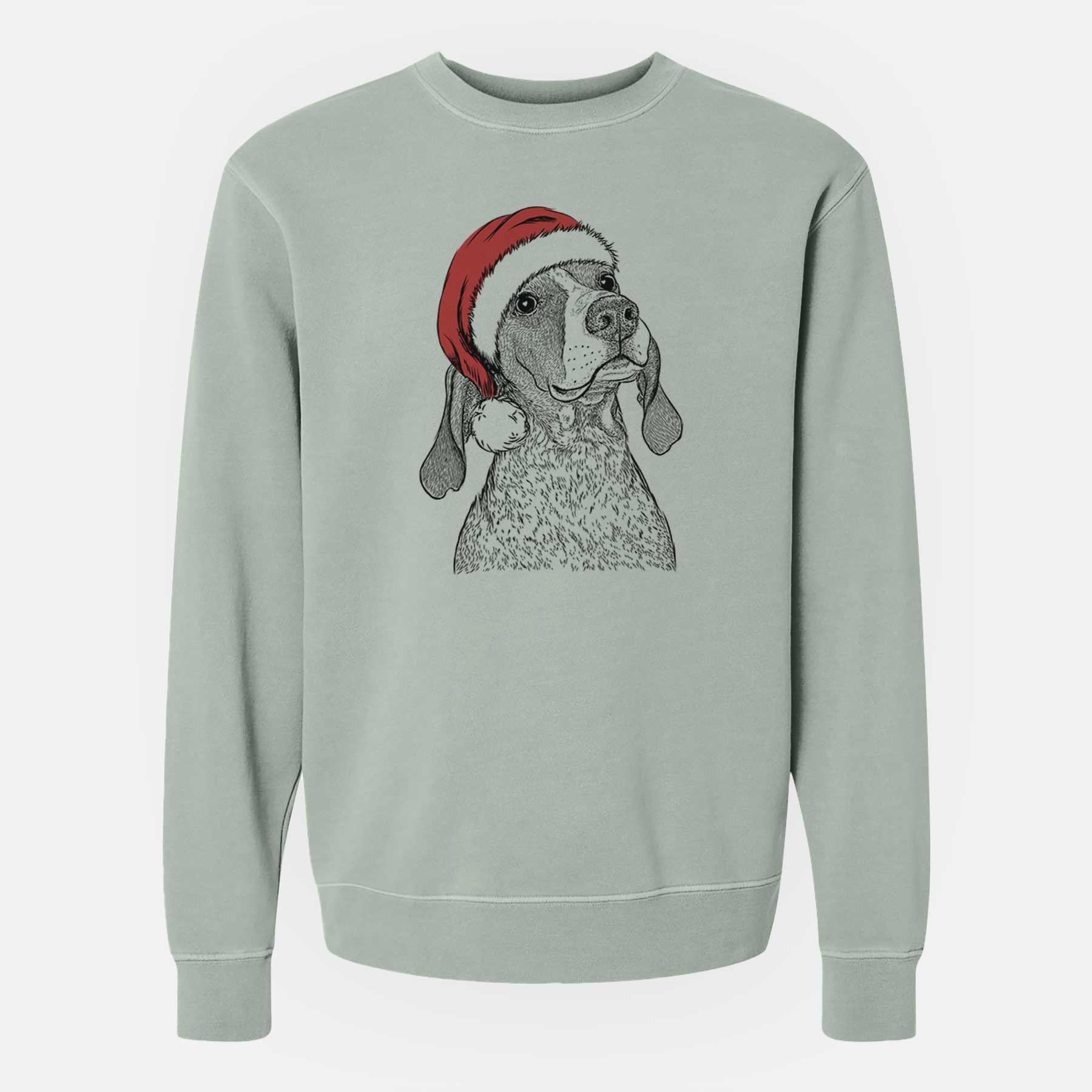 Santa Chester the Red Tick Coonhound - Unisex Pigment Dyed Crew Sweatshirt