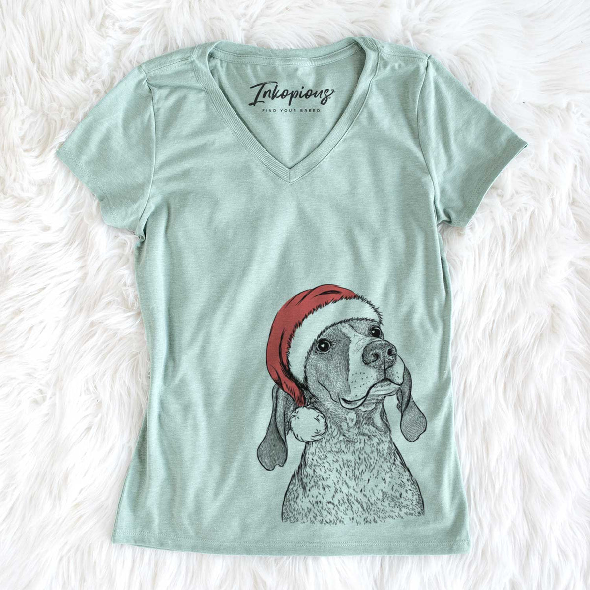 Santa Chester the Red Tick Coonhound - Women&#39;s V-neck Shirt