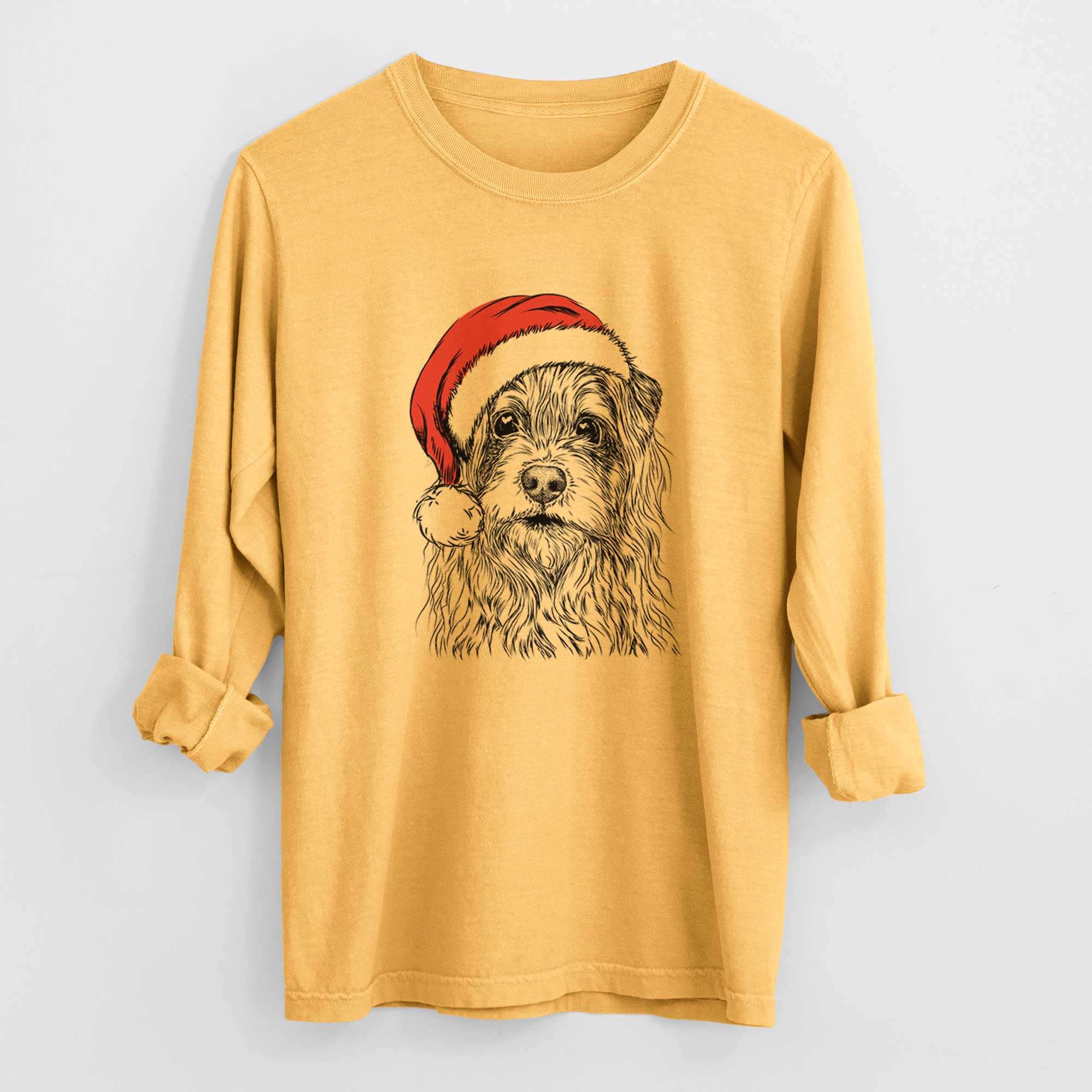 Santa Chester the Terrier Mix - Heavyweight 100% Cotton Long Sleeve