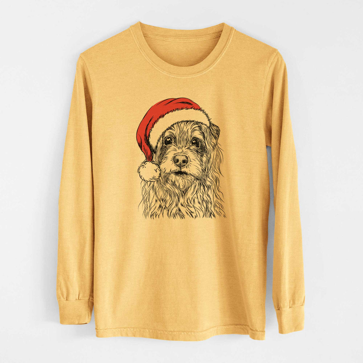 Santa Chester the Terrier Mix - Heavyweight 100% Cotton Long Sleeve