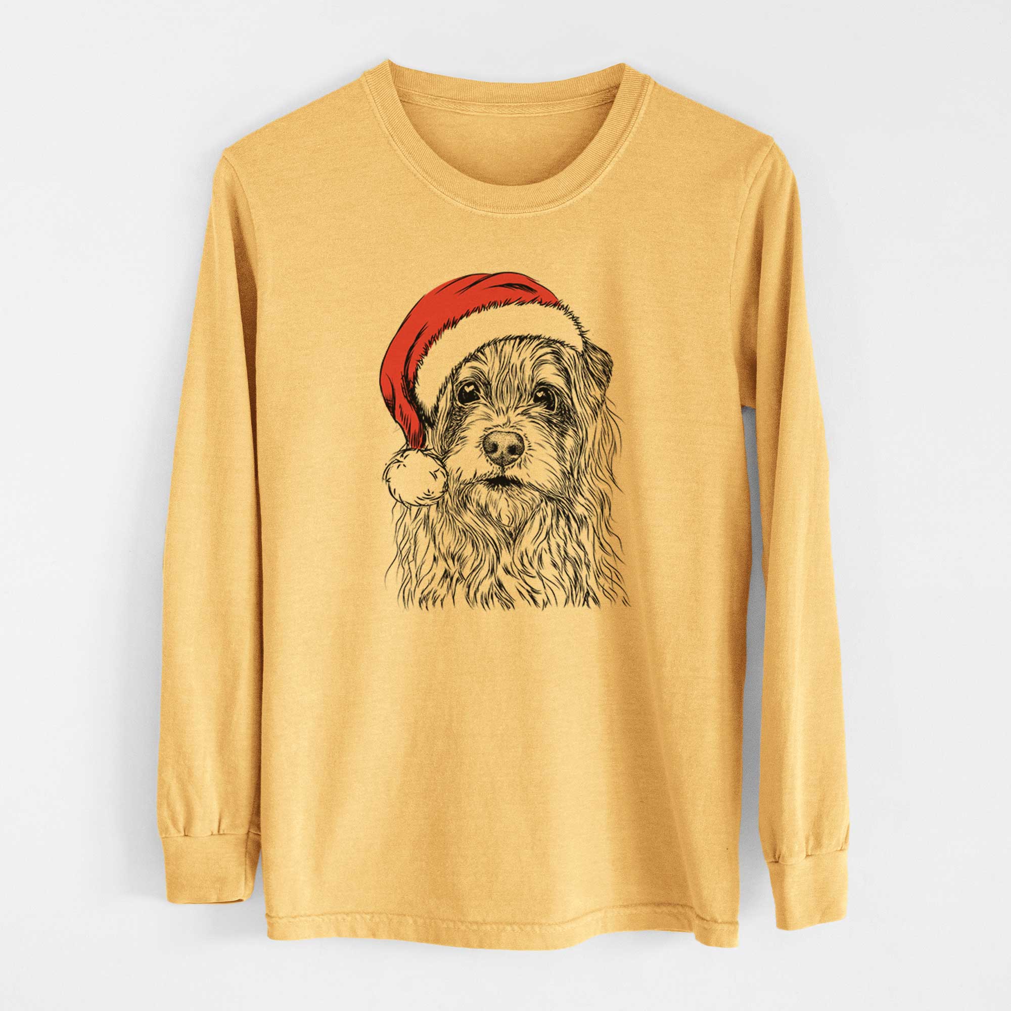 Santa Chester the Terrier Mix - Heavyweight 100% Cotton Long Sleeve