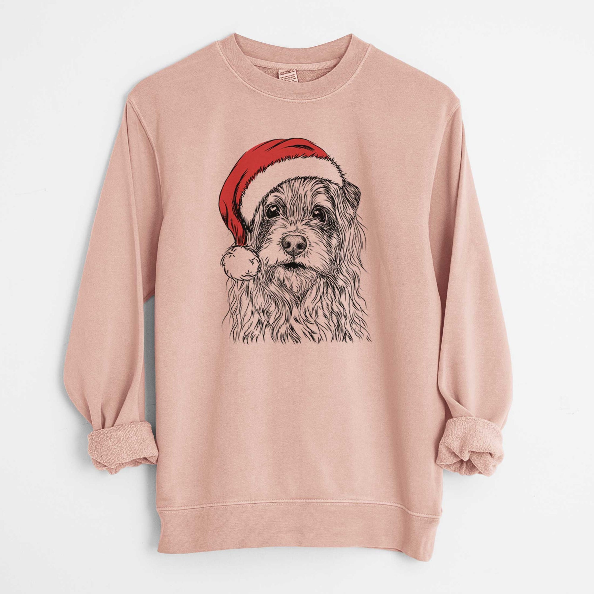 Santa Chester the Terrier Mix - Unisex Pigment Dyed Crew Sweatshirt