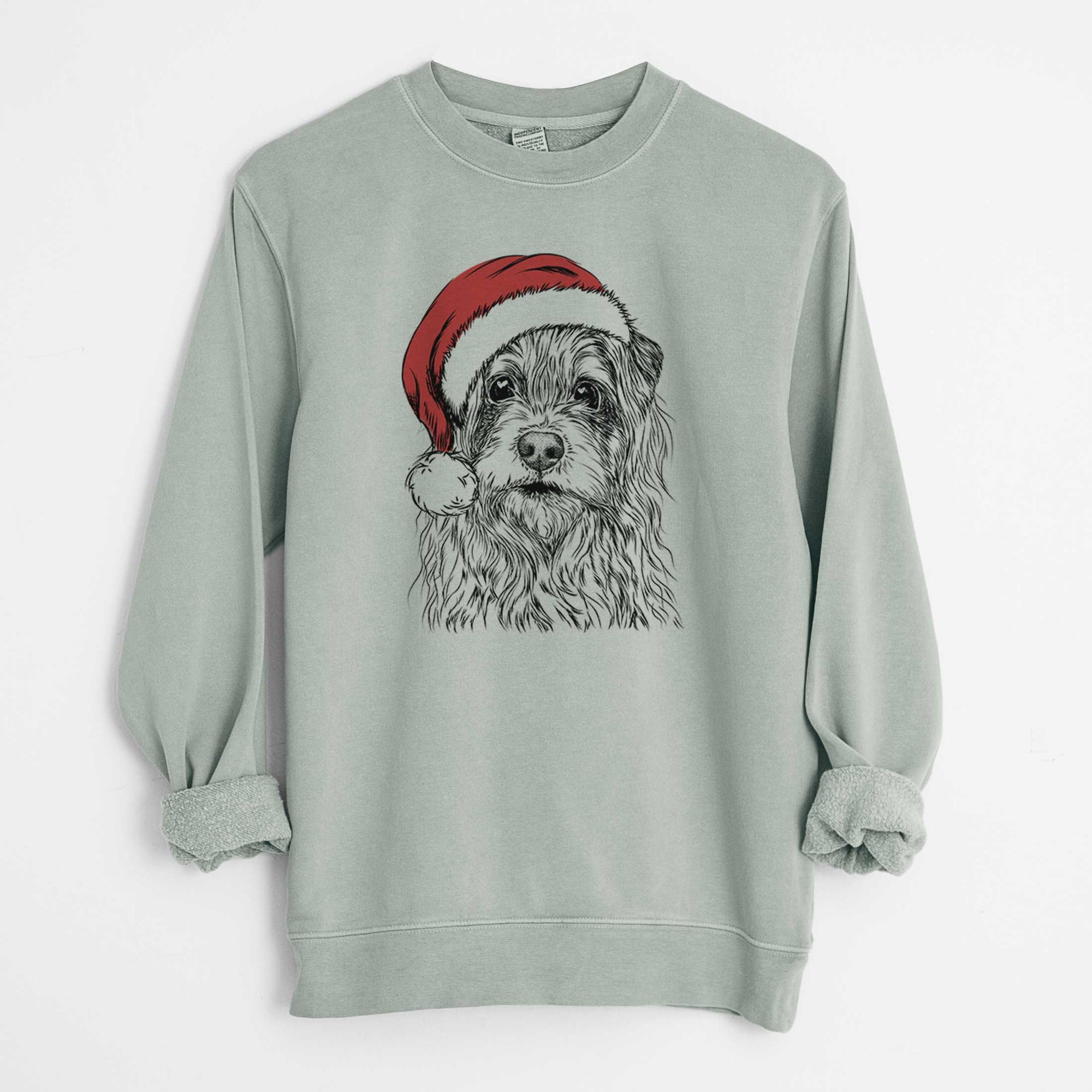 Santa Chester the Terrier Mix - Unisex Pigment Dyed Crew Sweatshirt