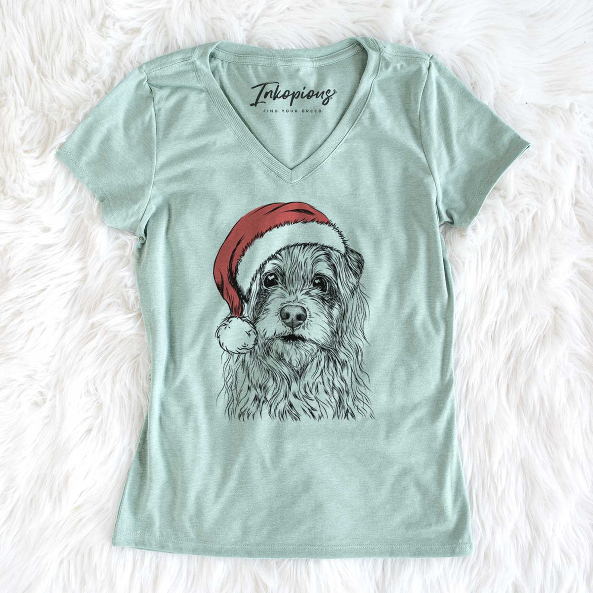 Santa Chester the Terrier Mix - Women's V-neck Shirt