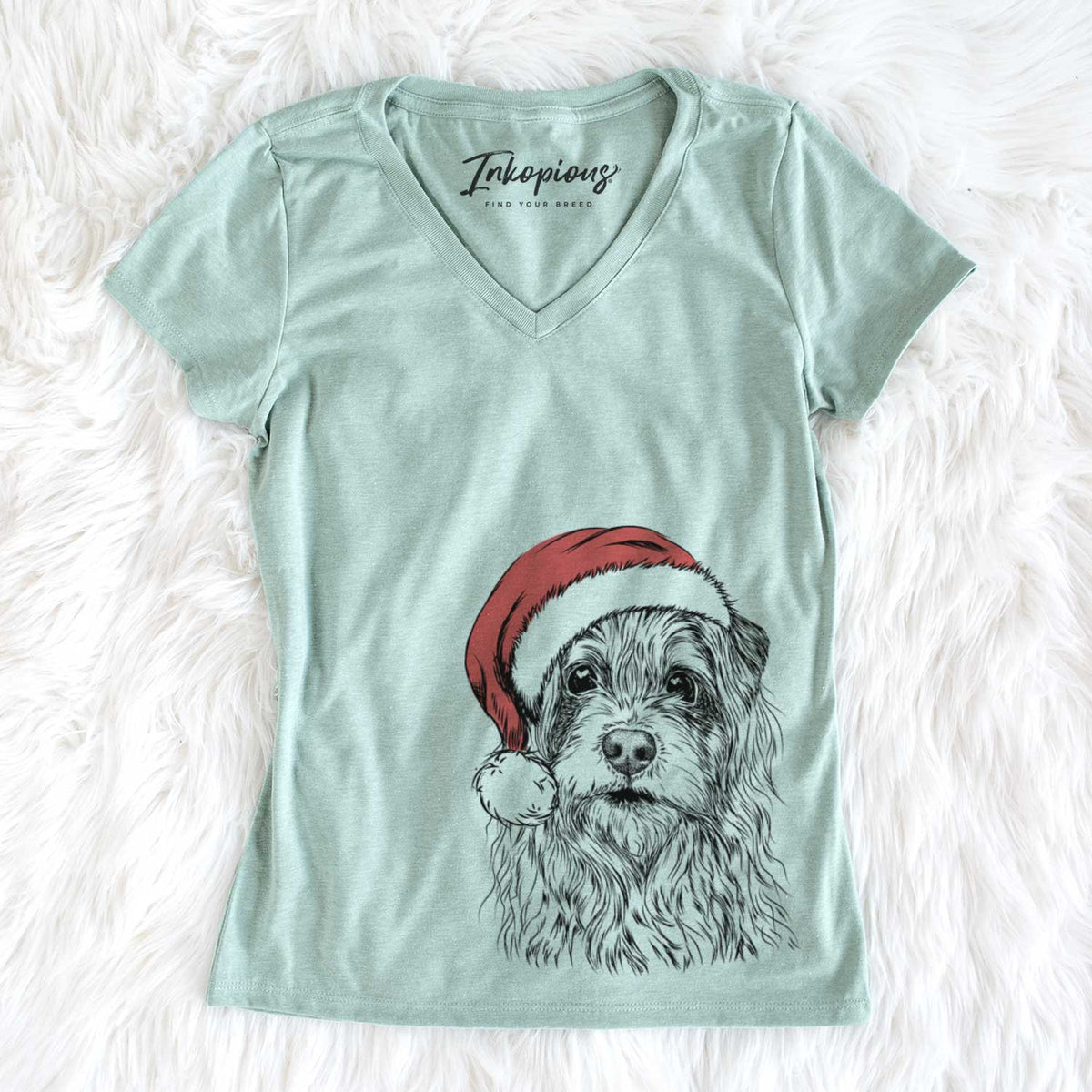 Santa Chester the Terrier Mix - Women's V-neck Shirt