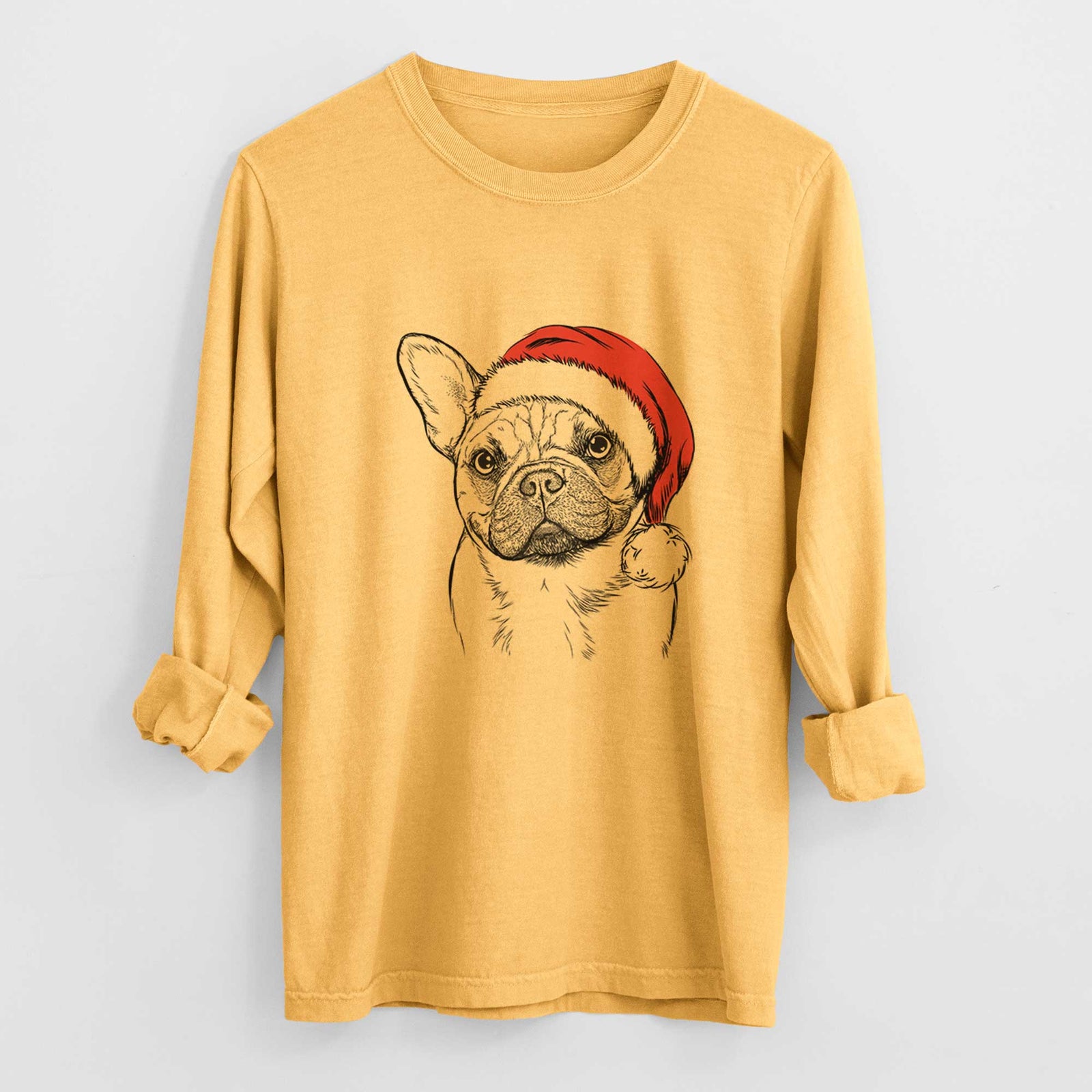 Santa Chew Chew the French Bulldog - Heavyweight 100% Cotton Long Sleeve