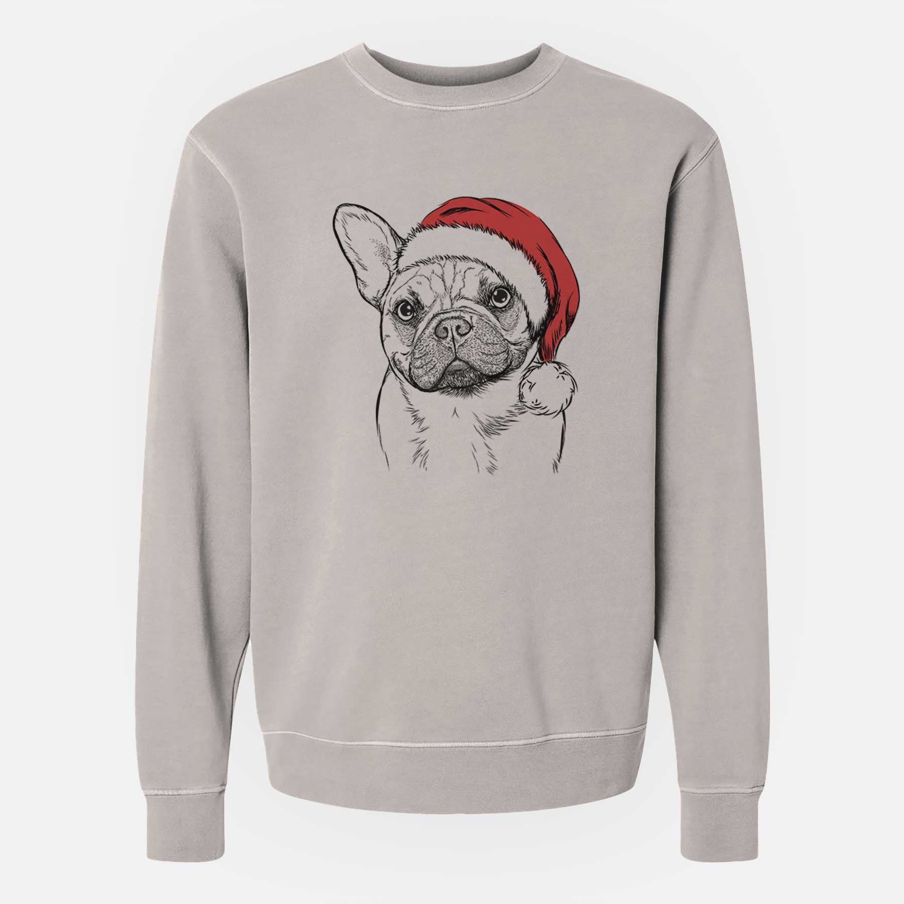 Santa Chew Chew the French Bulldog - Unisex Pigment Dyed Crew Sweatshirt