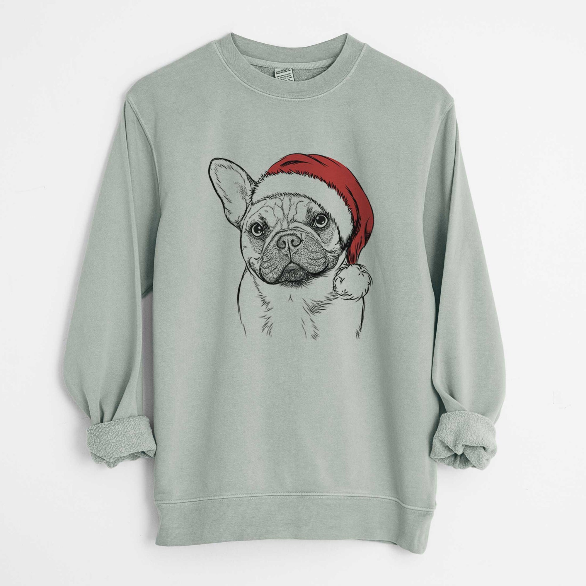 Santa Chew Chew the French Bulldog - Unisex Pigment Dyed Crew Sweatshirt