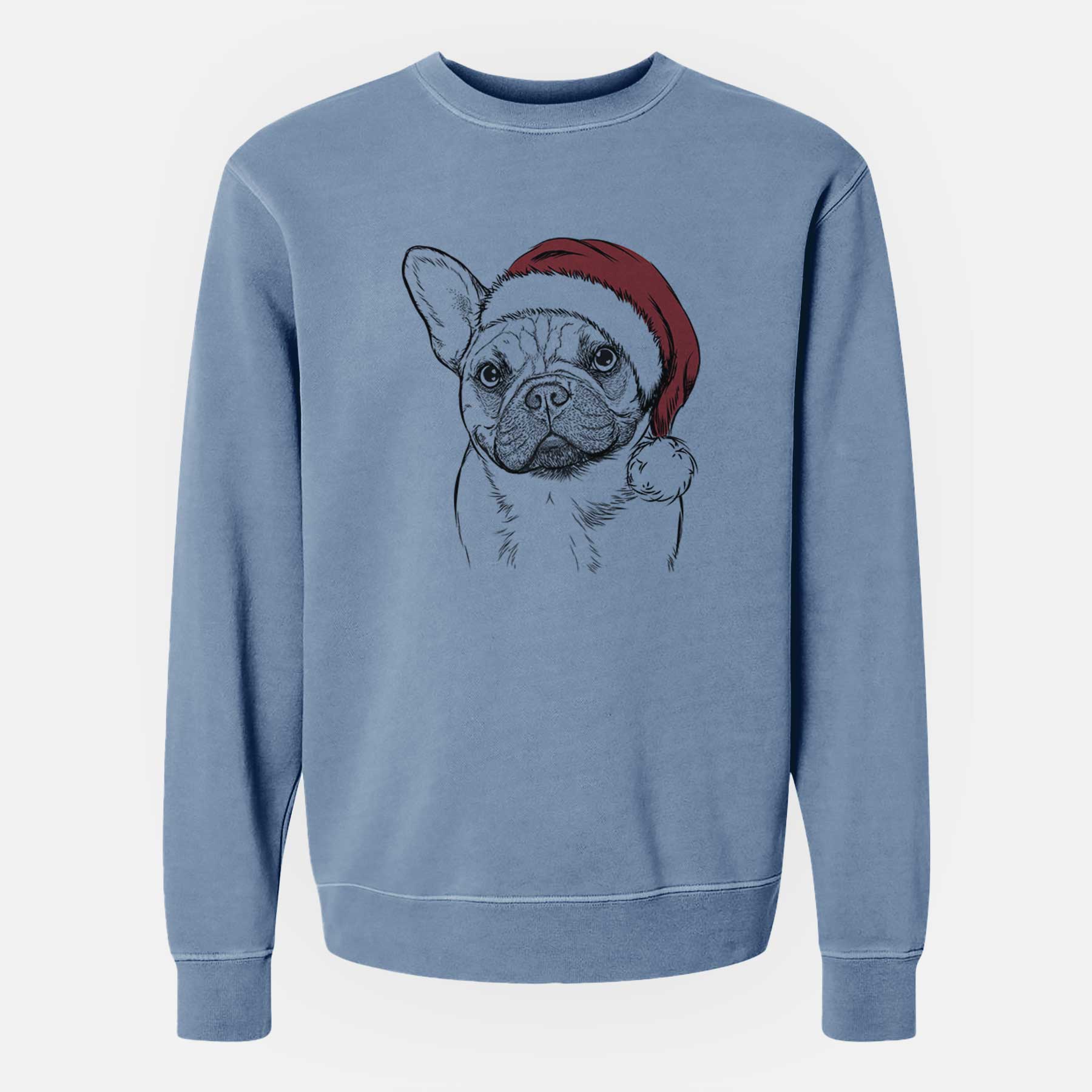 Santa Chew Chew the French Bulldog - Unisex Pigment Dyed Crew Sweatshirt