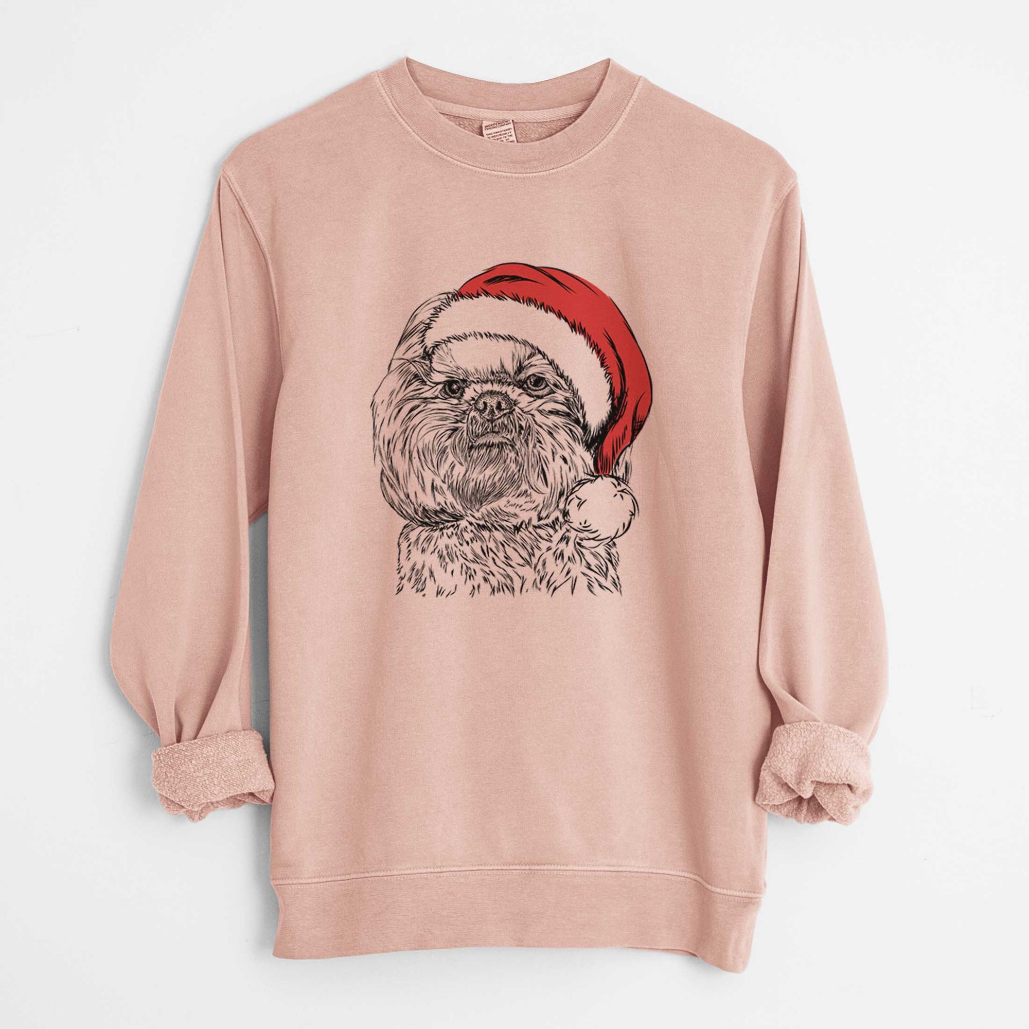 Santa Chewie the Shih Tzu - Unisex Pigment Dyed Crew Sweatshirt