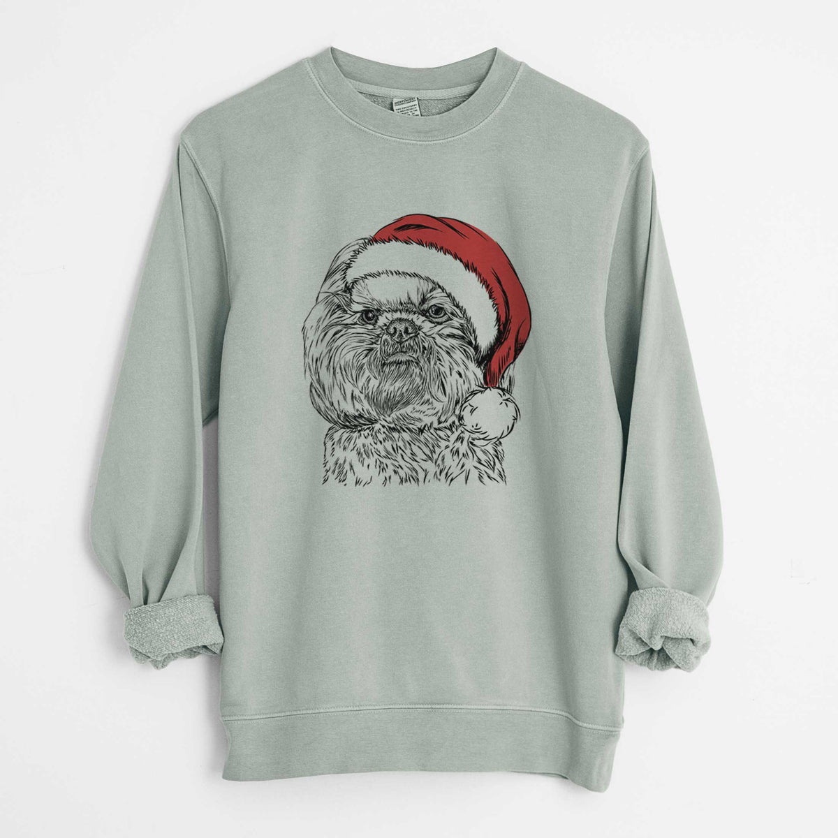 Santa Chewie the Shih Tzu - Unisex Pigment Dyed Crew Sweatshirt