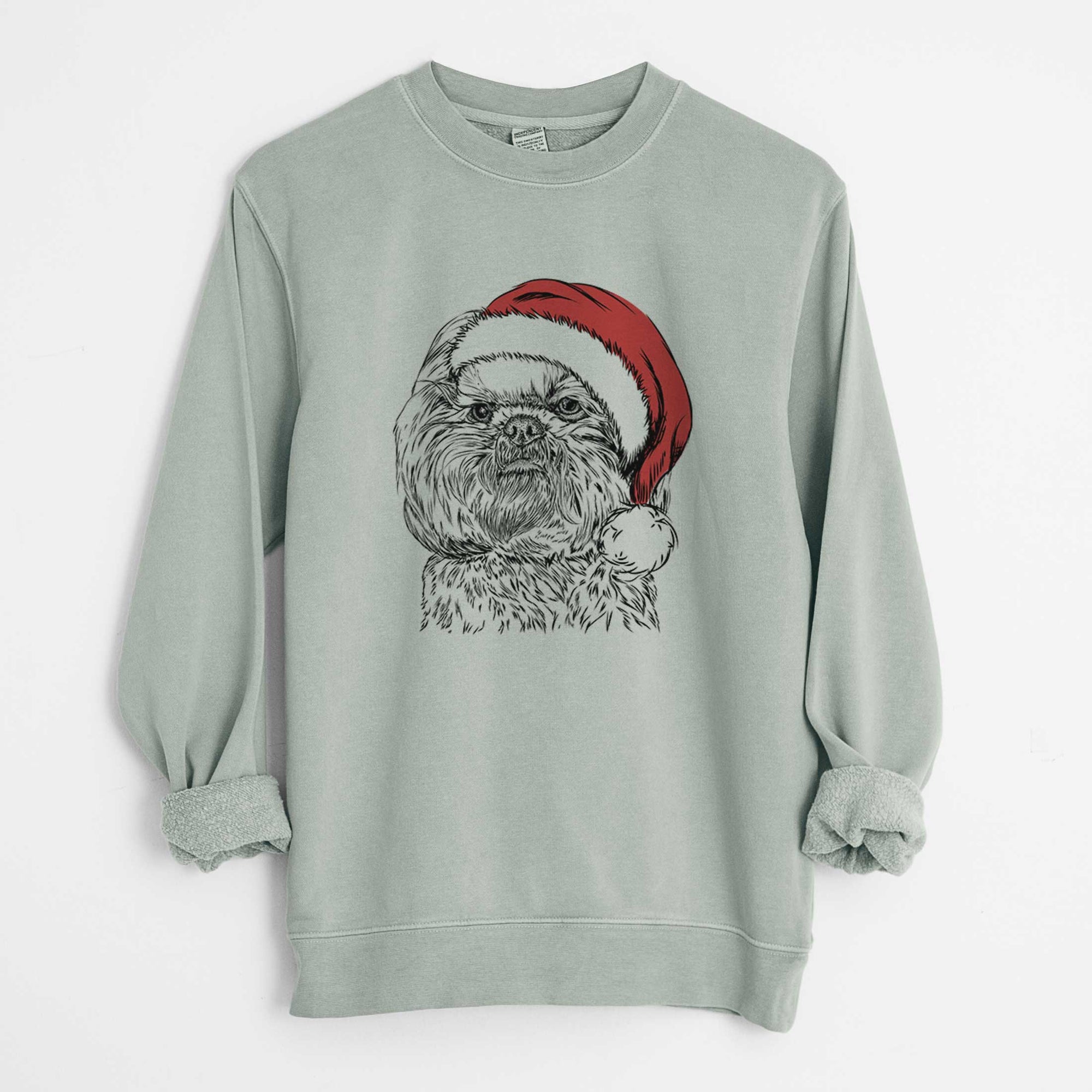 Santa Chewie the Shih Tzu - Unisex Pigment Dyed Crew Sweatshirt