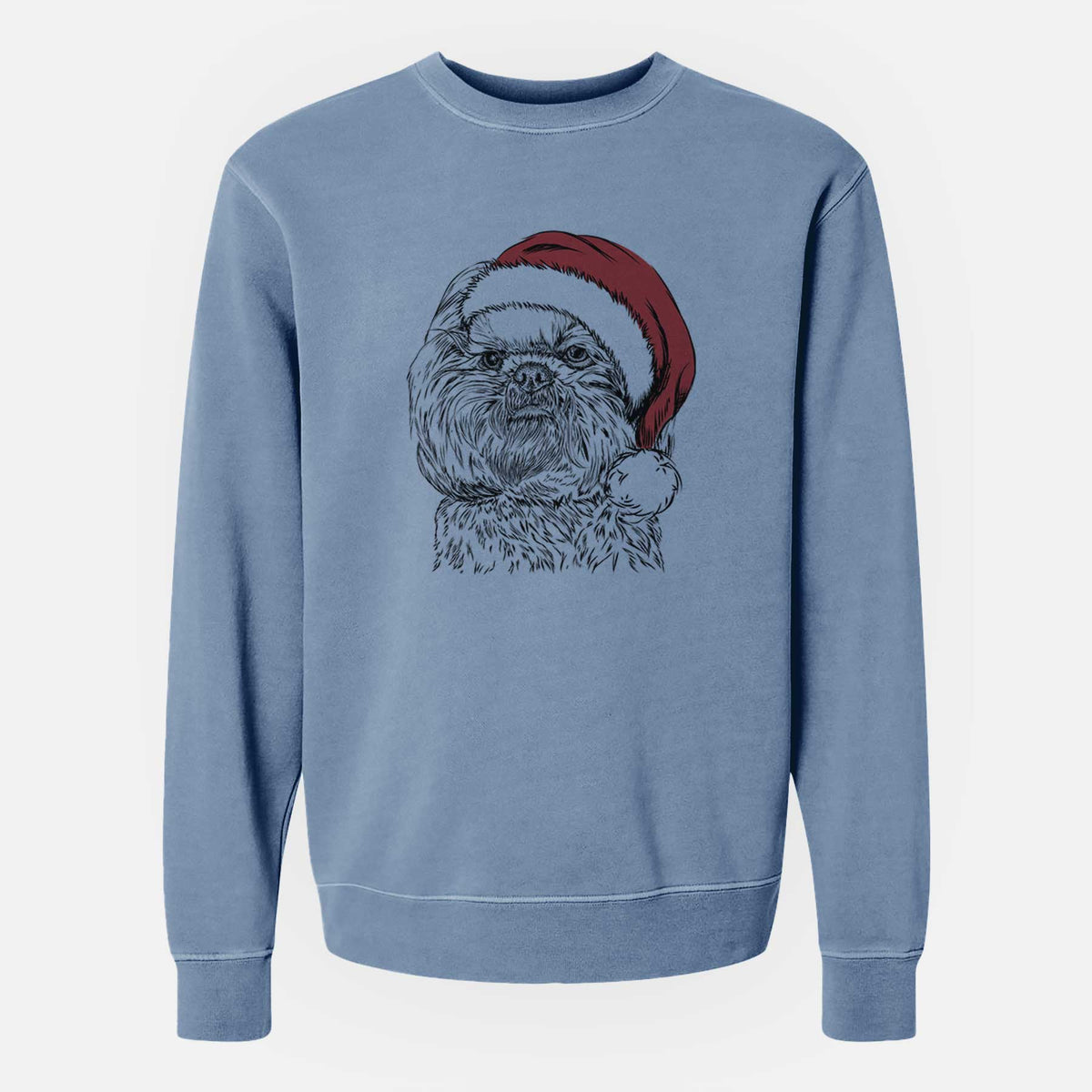 Santa Chewie the Shih Tzu - Unisex Pigment Dyed Crew Sweatshirt