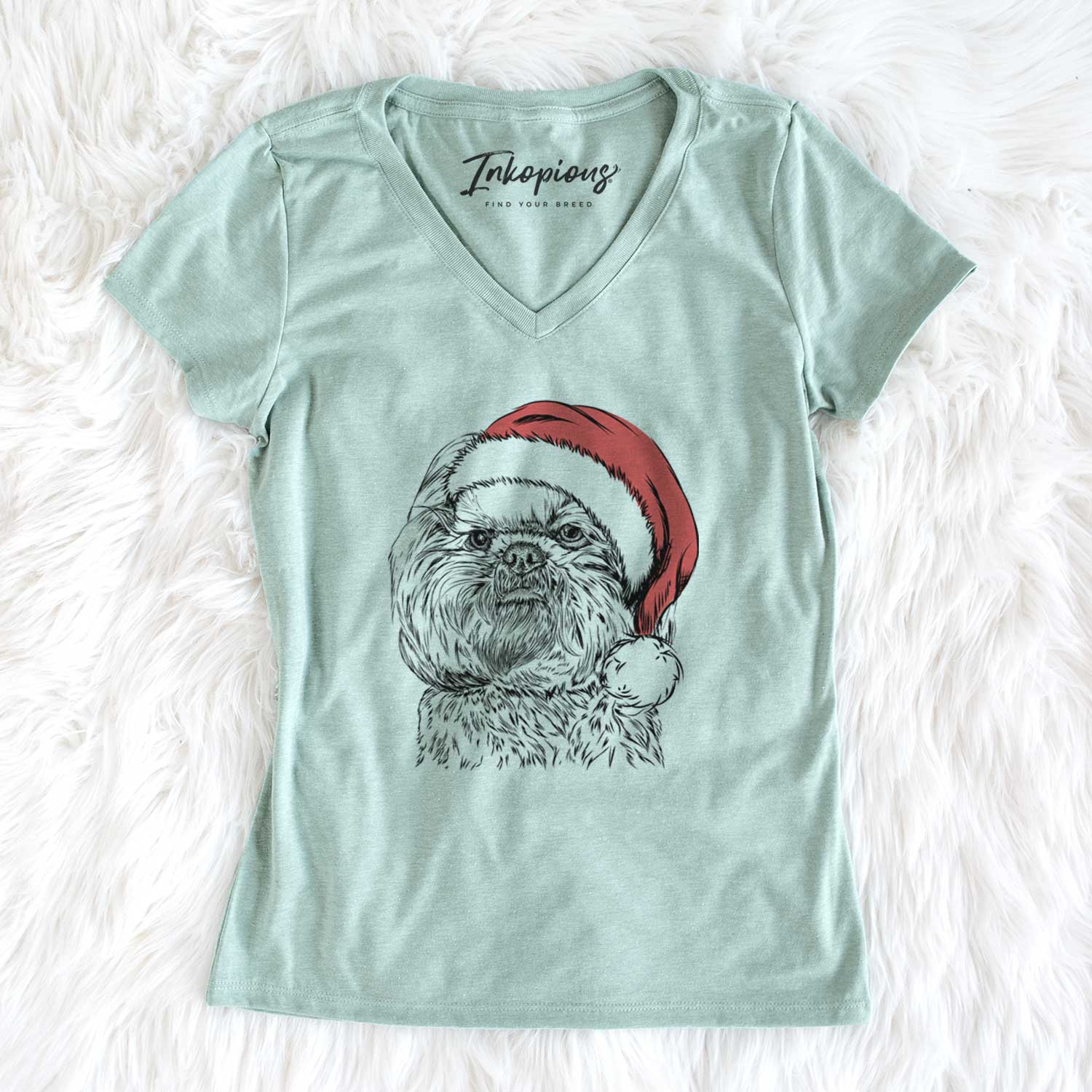 Santa Chewie the Shih Tzu - Women's V-neck Shirt