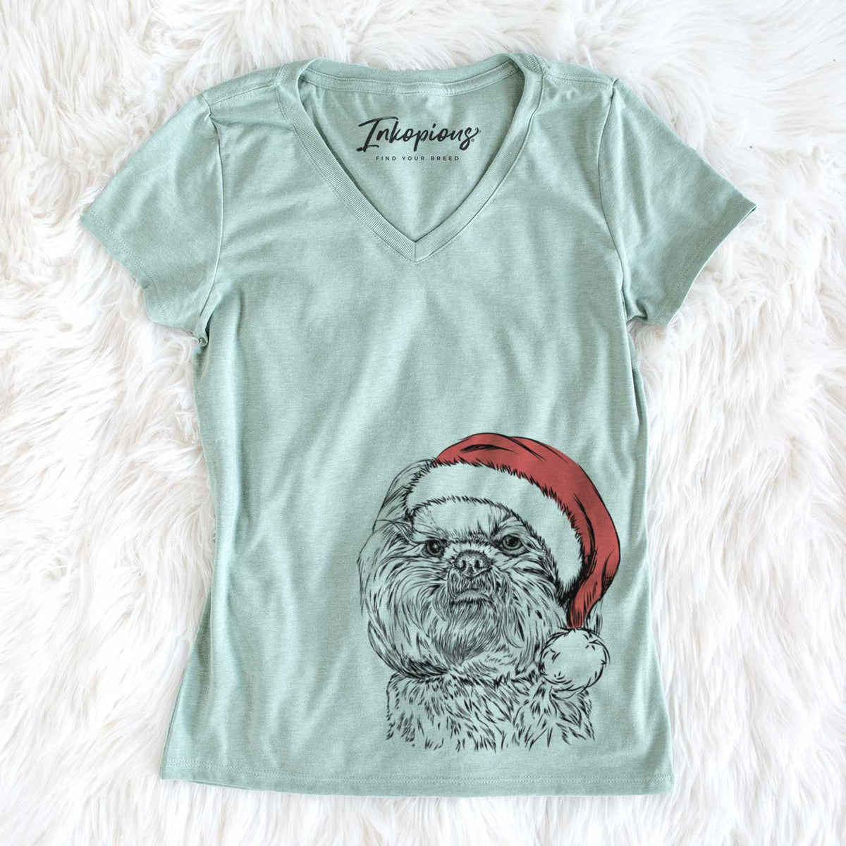 Santa Chewie the Shih Tzu - Women&#39;s V-neck Shirt