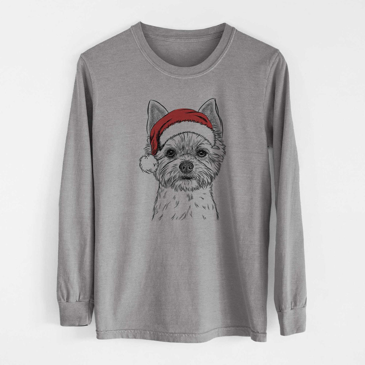 Santa Chewy the Yorkshire Terrier - Heavyweight 100% Cotton Long Sleeve