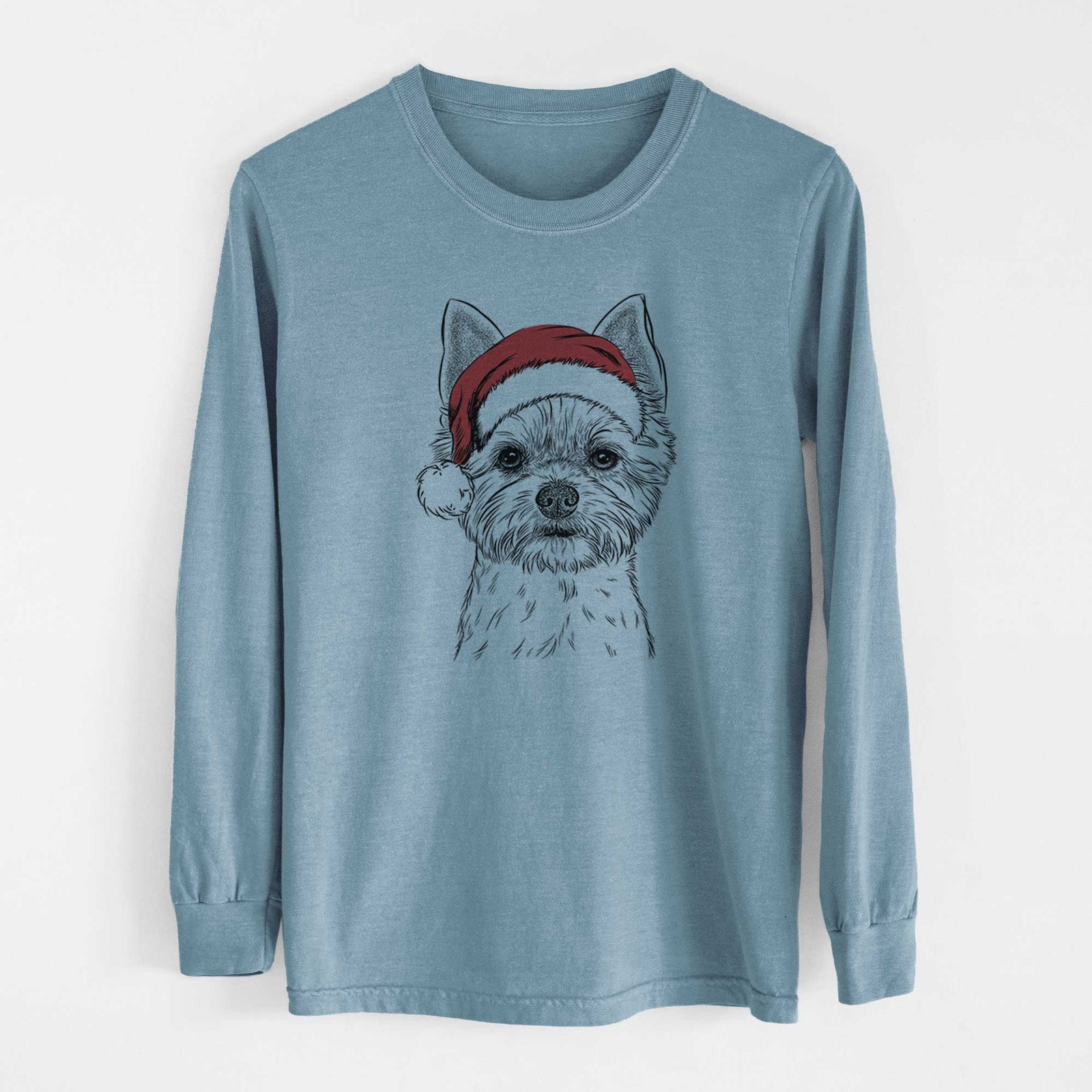 Santa Chewy the Yorkshire Terrier - Heavyweight 100% Cotton Long Sleeve