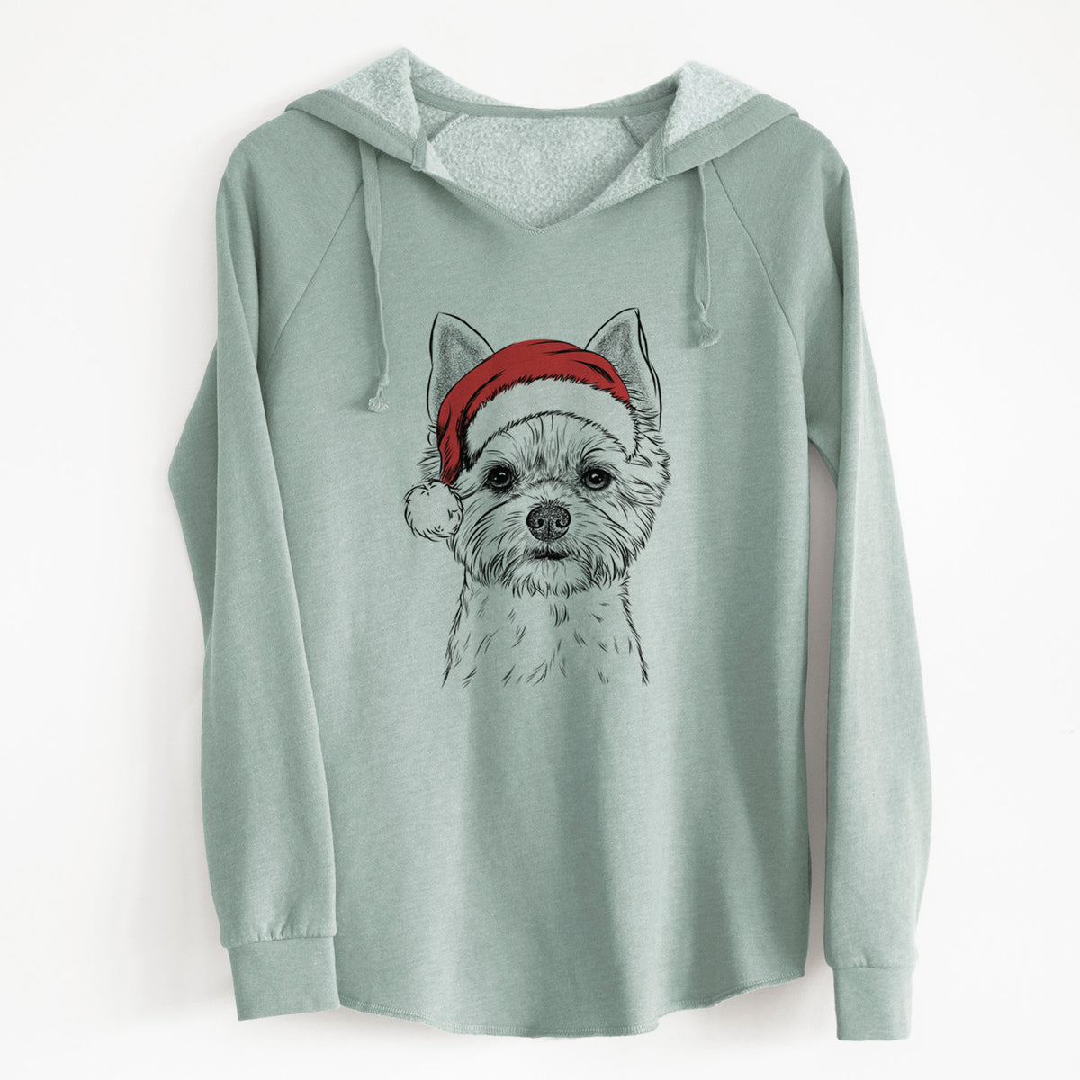 Santa Chewy the Yorkshire Terrier - Cali Wave Hooded Sweatshirt