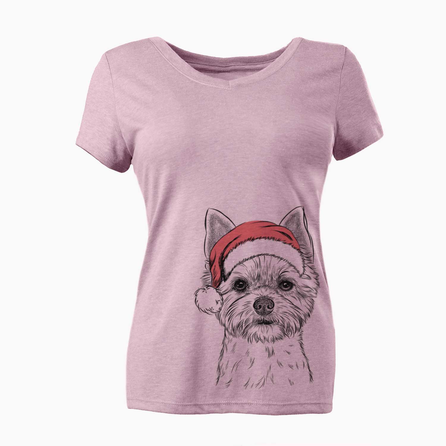 Santa Chewy the Yorkshire Terrier - Women's V-neck Shirt