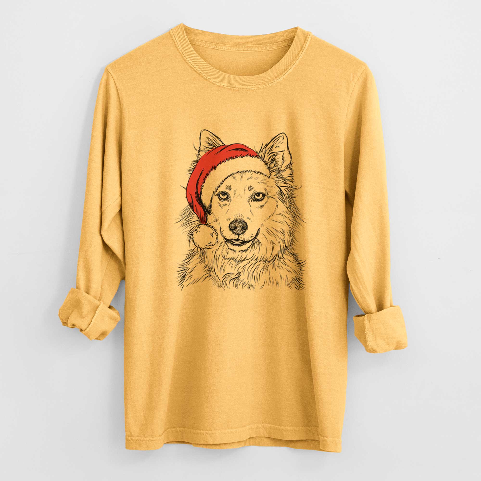 Santa Chia the Samoyed Husky Mix - Heavyweight 100% Cotton Long Sleeve