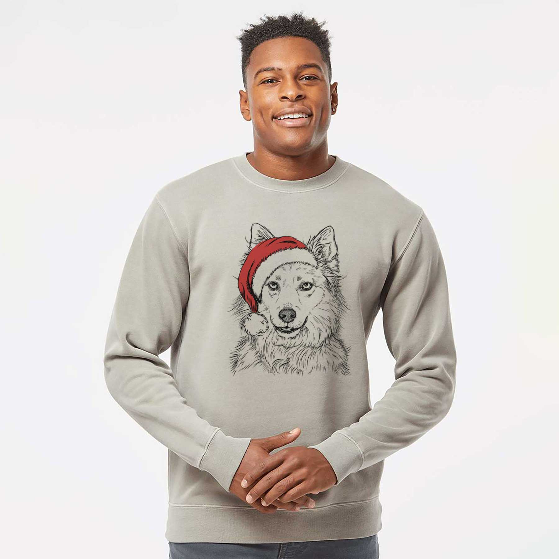 Santa Chia the Samoyed Husky Mix - Unisex Pigment Dyed Crew Sweatshirt