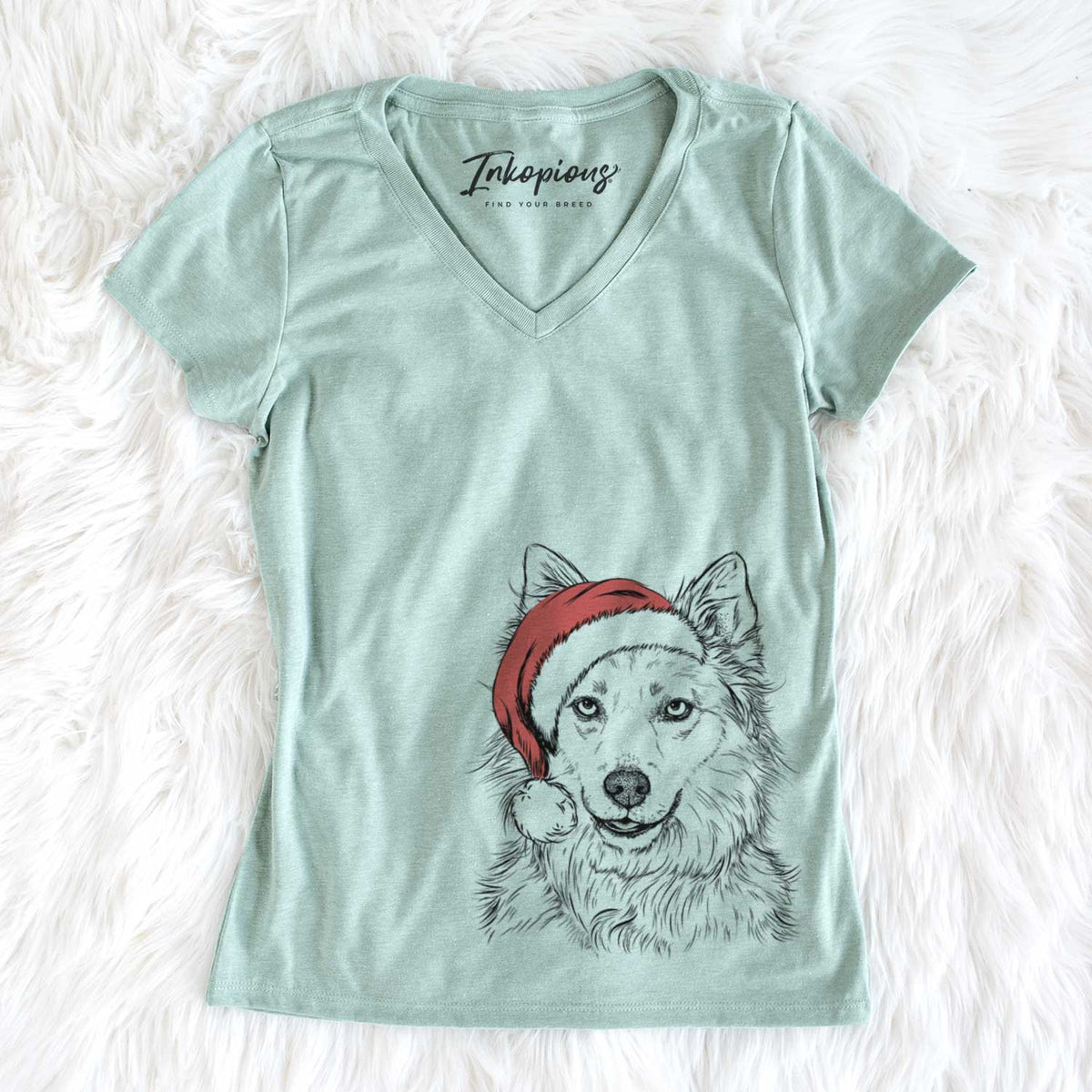 Santa Chia the Samoyed Husky Mix - Women&#39;s V-neck Shirt