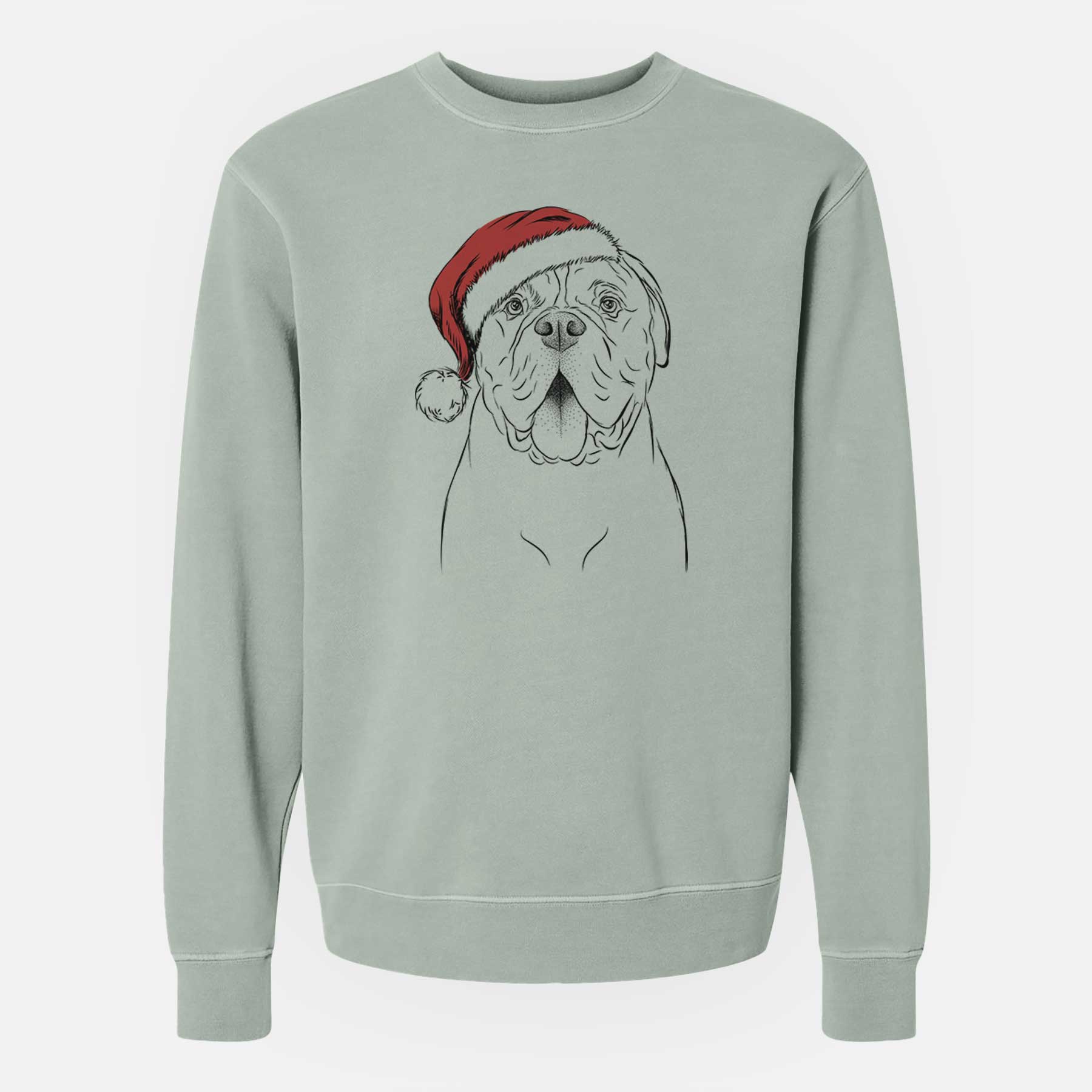 Santa Chief the Boxer Bulldog Mix - Unisex Pigment Dyed Crew Sweatshirt