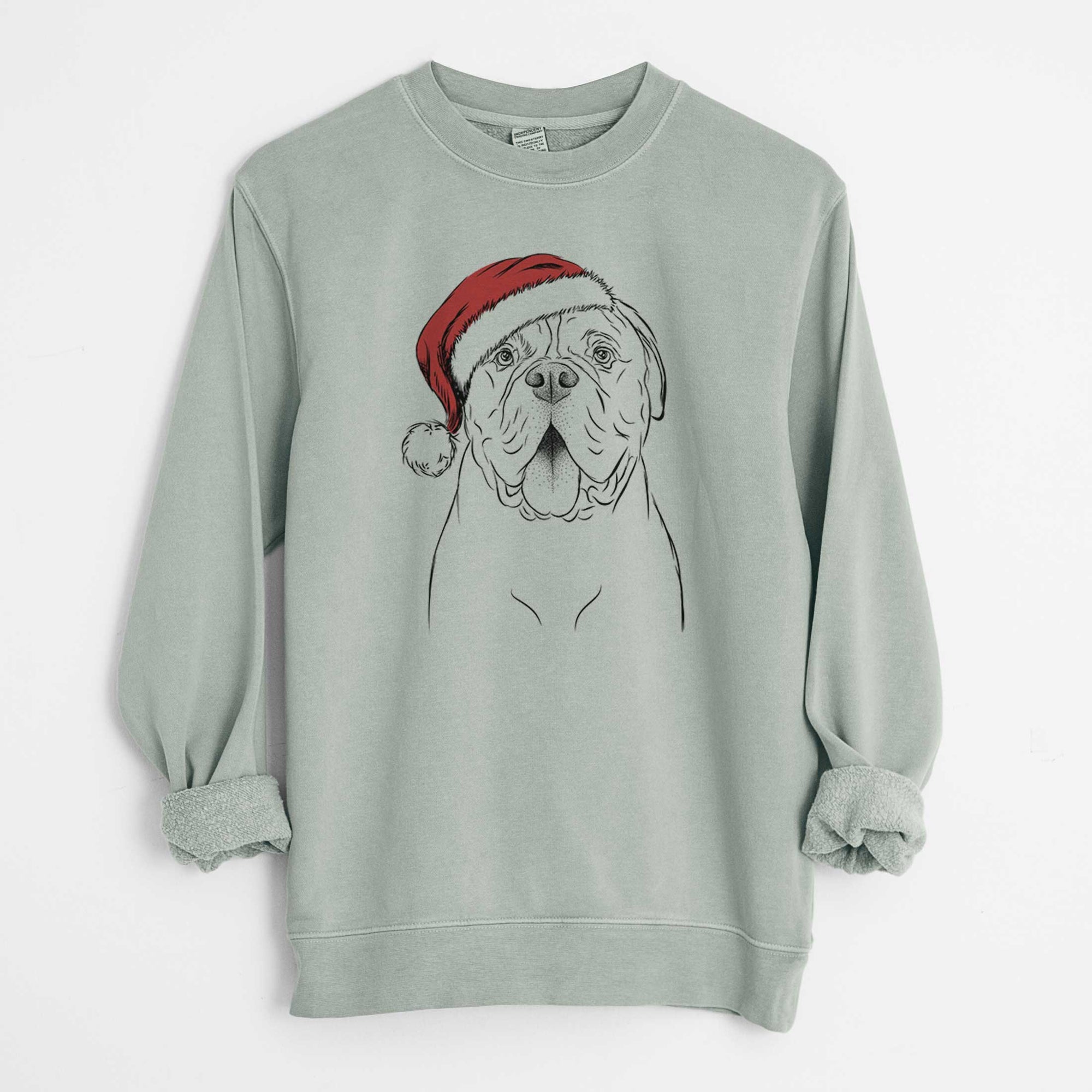 Santa Chief the Boxer Bulldog Mix - Unisex Pigment Dyed Crew Sweatshirt