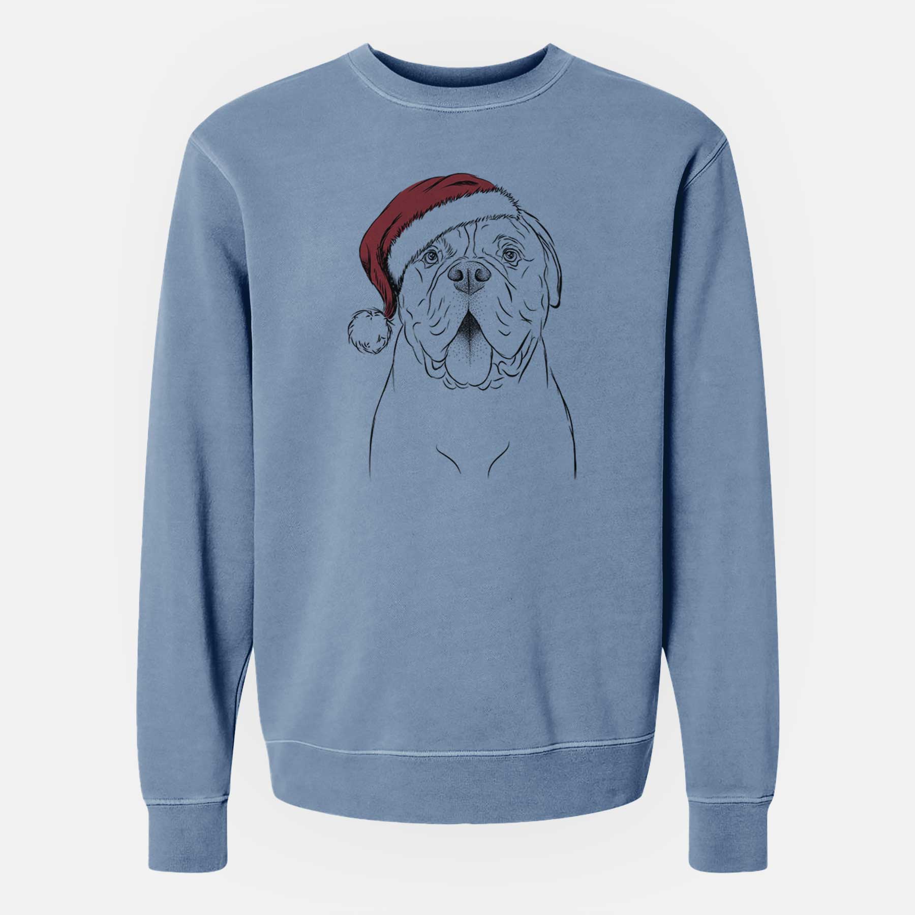 Santa Chief the Boxer Bulldog Mix - Unisex Pigment Dyed Crew Sweatshirt