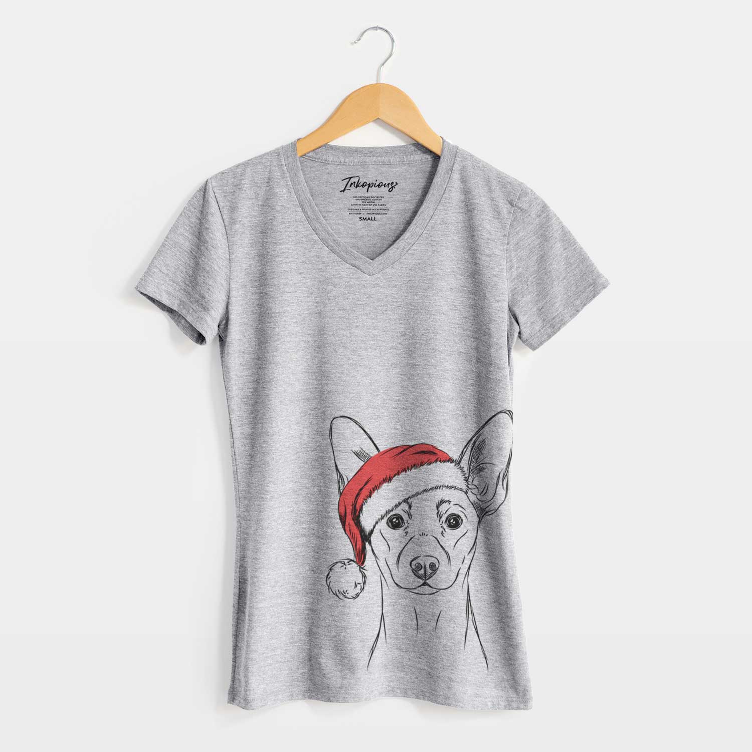 Santa Chillie the Mini Pinscher - Women's V-neck Shirt