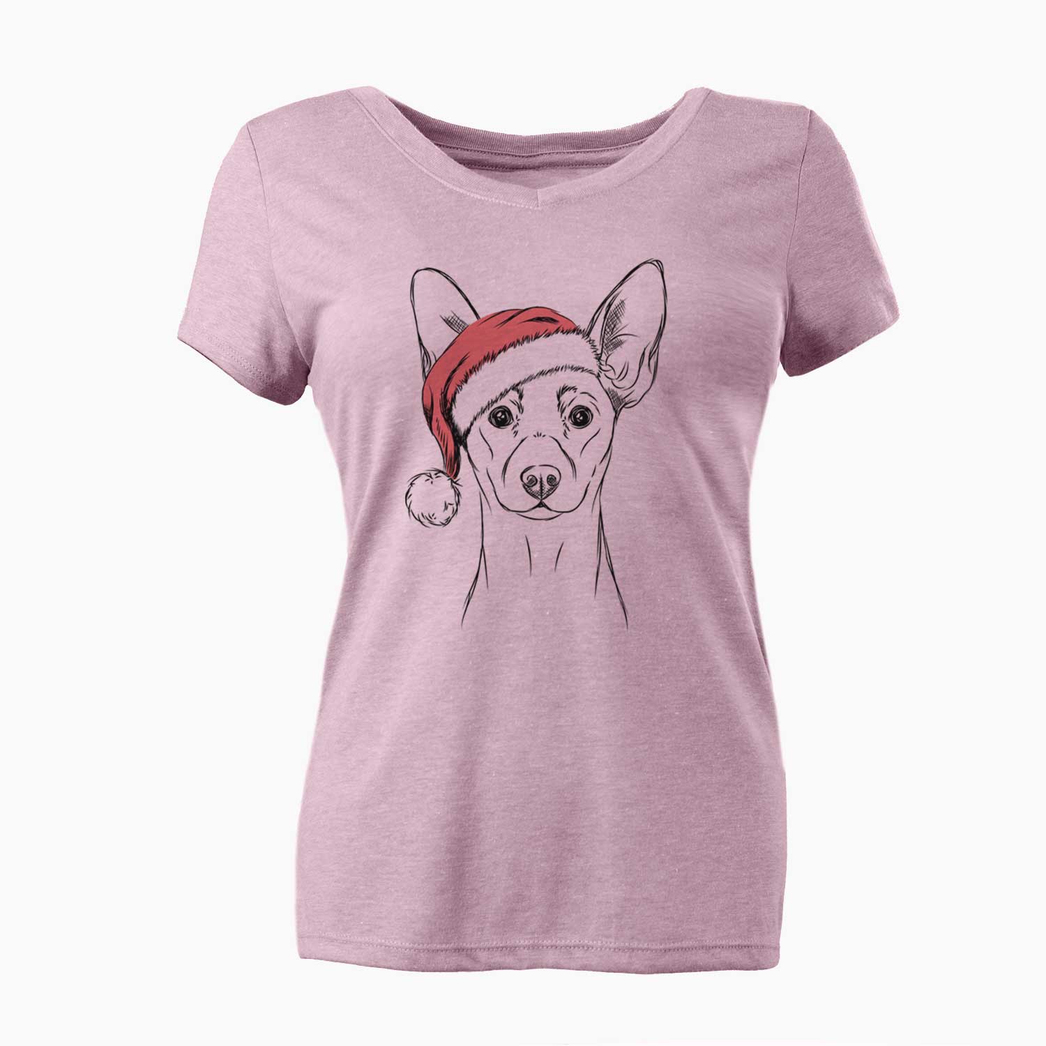 Santa Chillie the Mini Pinscher - Women's V-neck Shirt