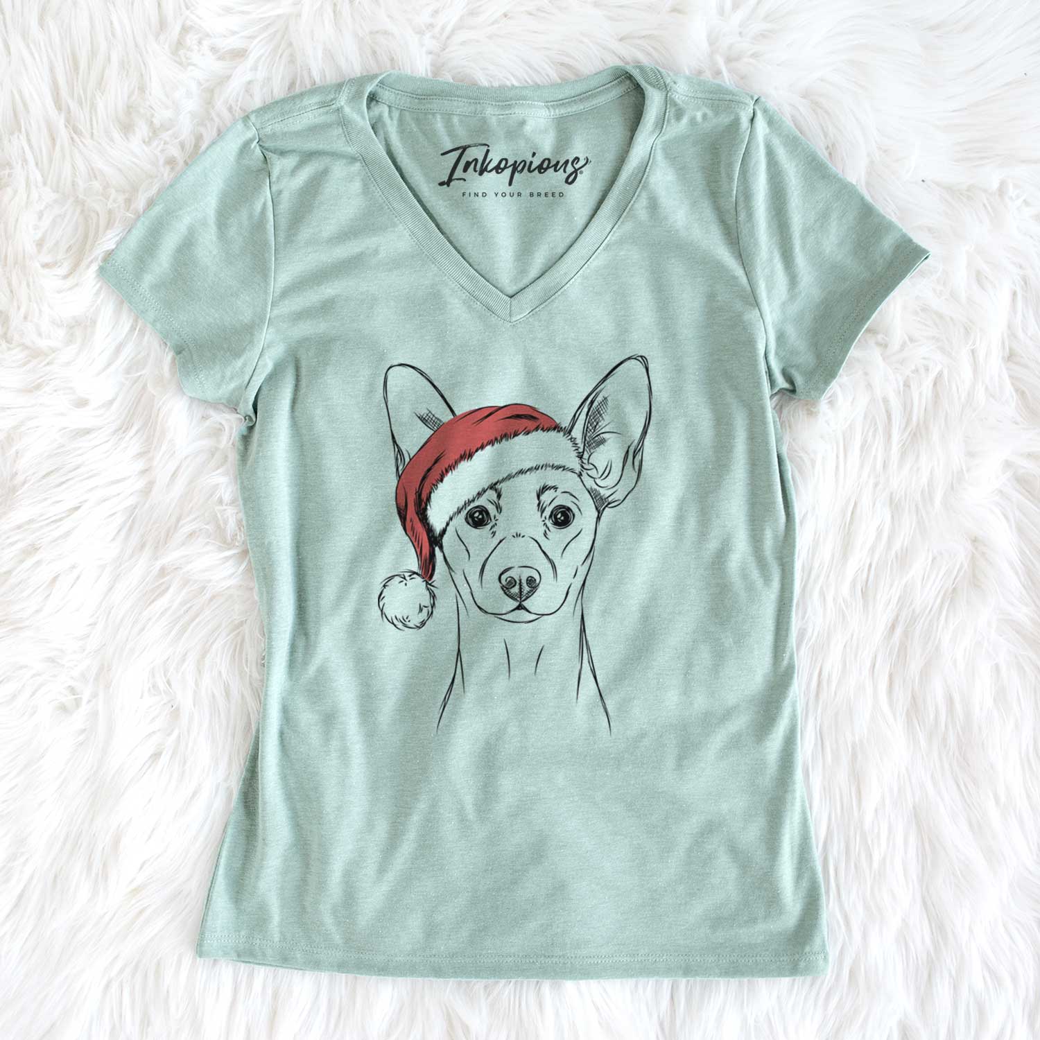 Santa Chillie the Mini Pinscher - Women's V-neck Shirt