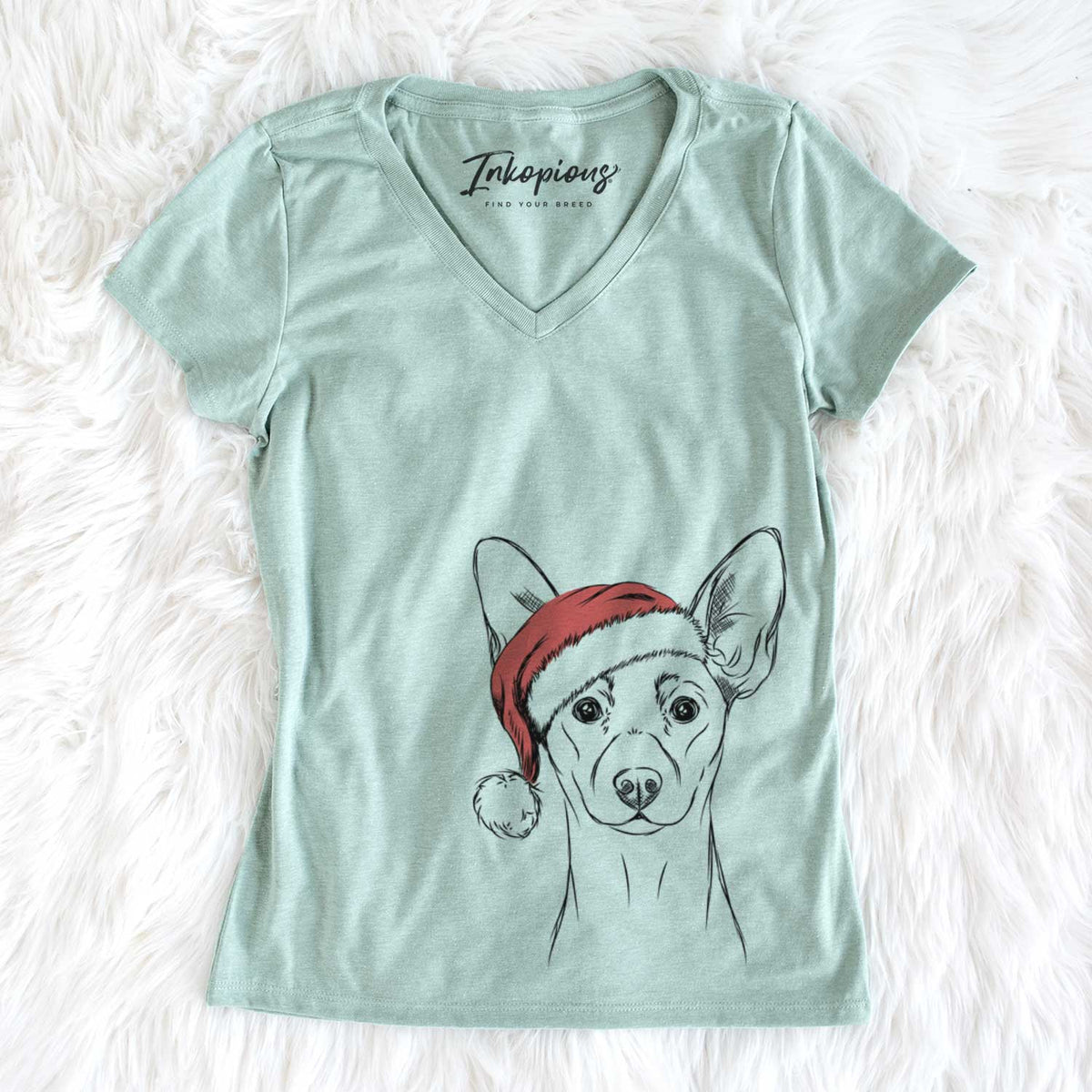 Santa Chillie the Mini Pinscher - Women&#39;s V-neck Shirt