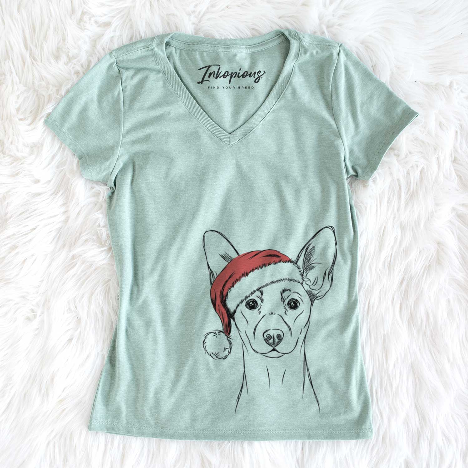 Santa Chillie the Mini Pinscher - Women's V-neck Shirt