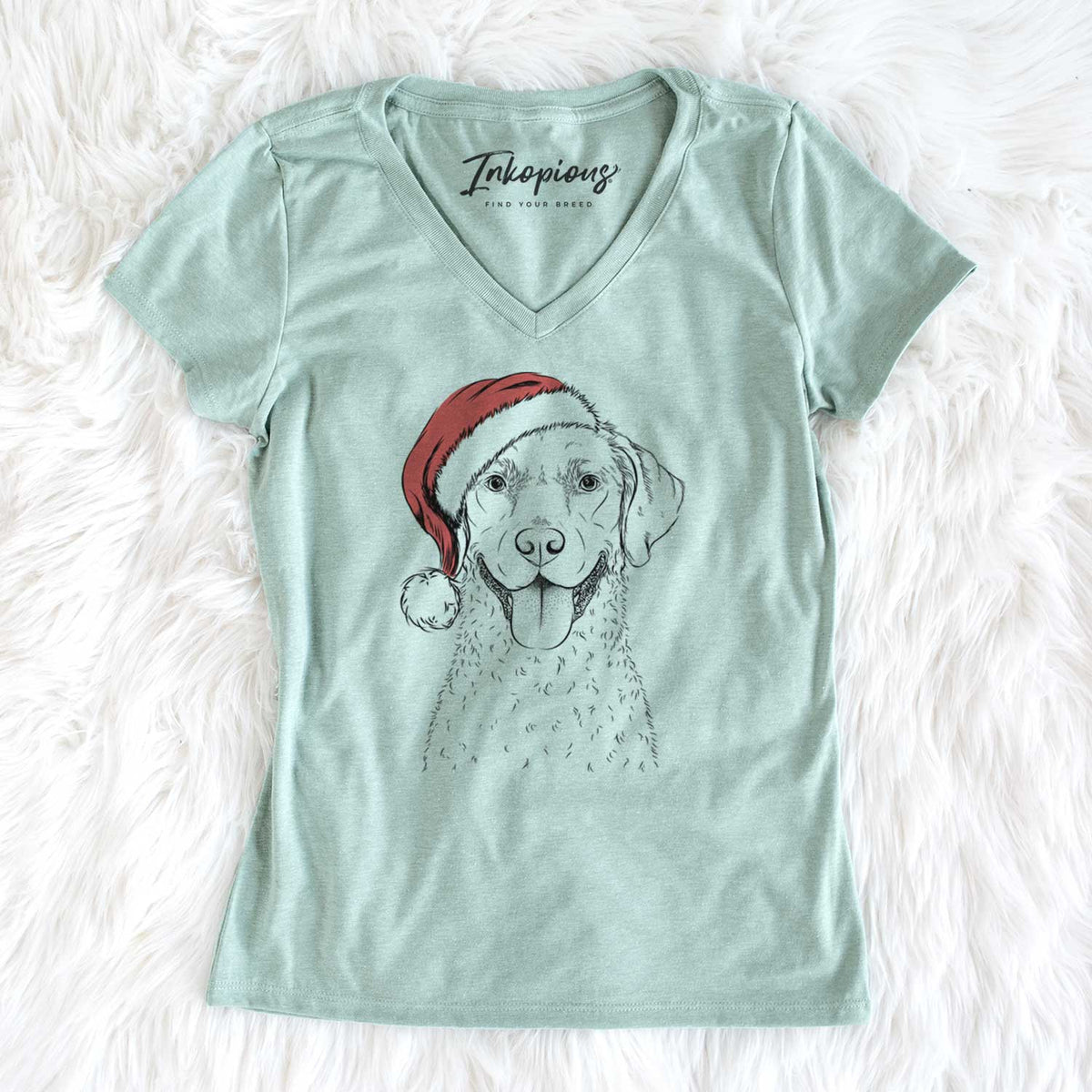Santa Chip the Chesapeake Bay Retriever - Women's V-neck Shirt