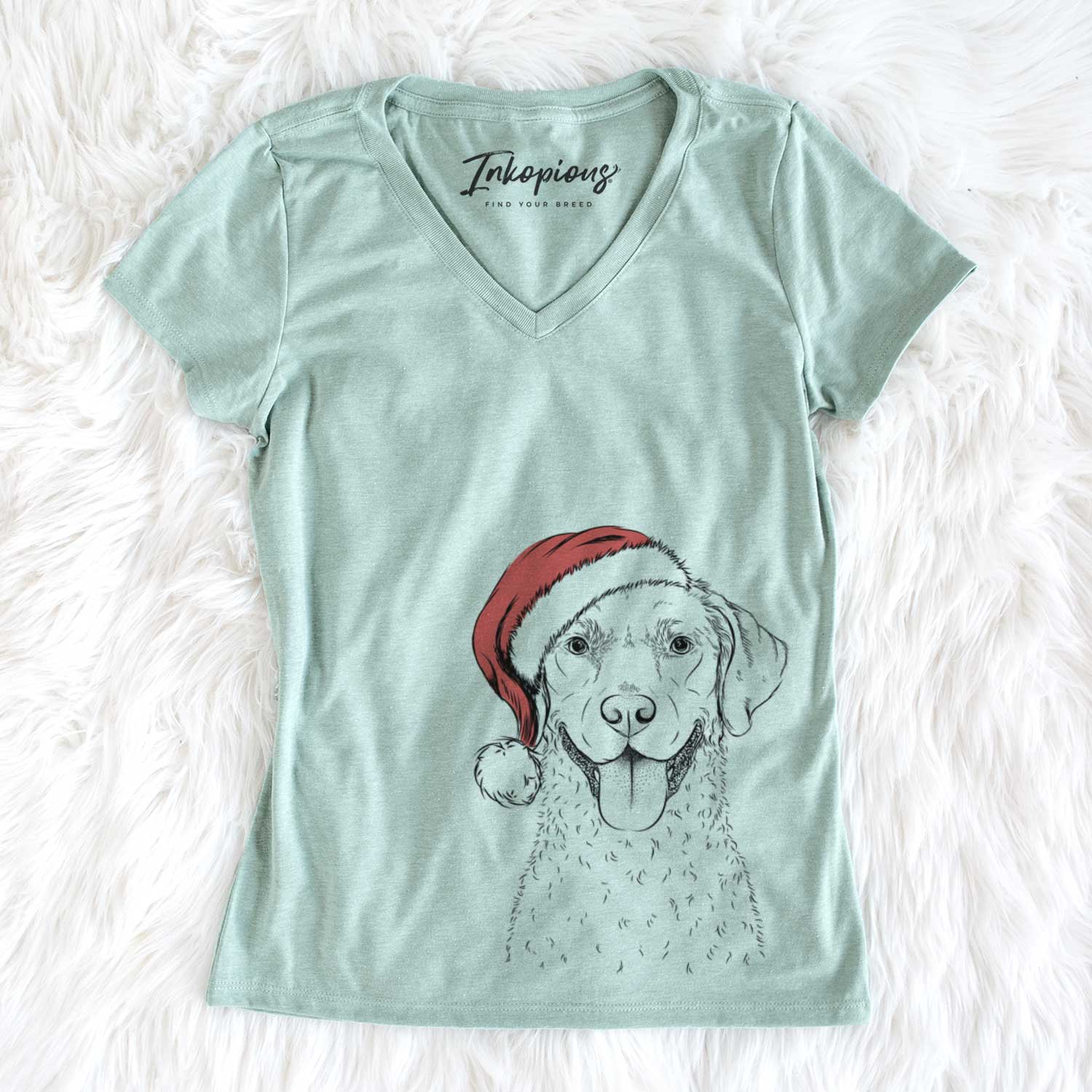 Santa Chip the Chesapeake Bay Retriever - Women's V-neck Shirt