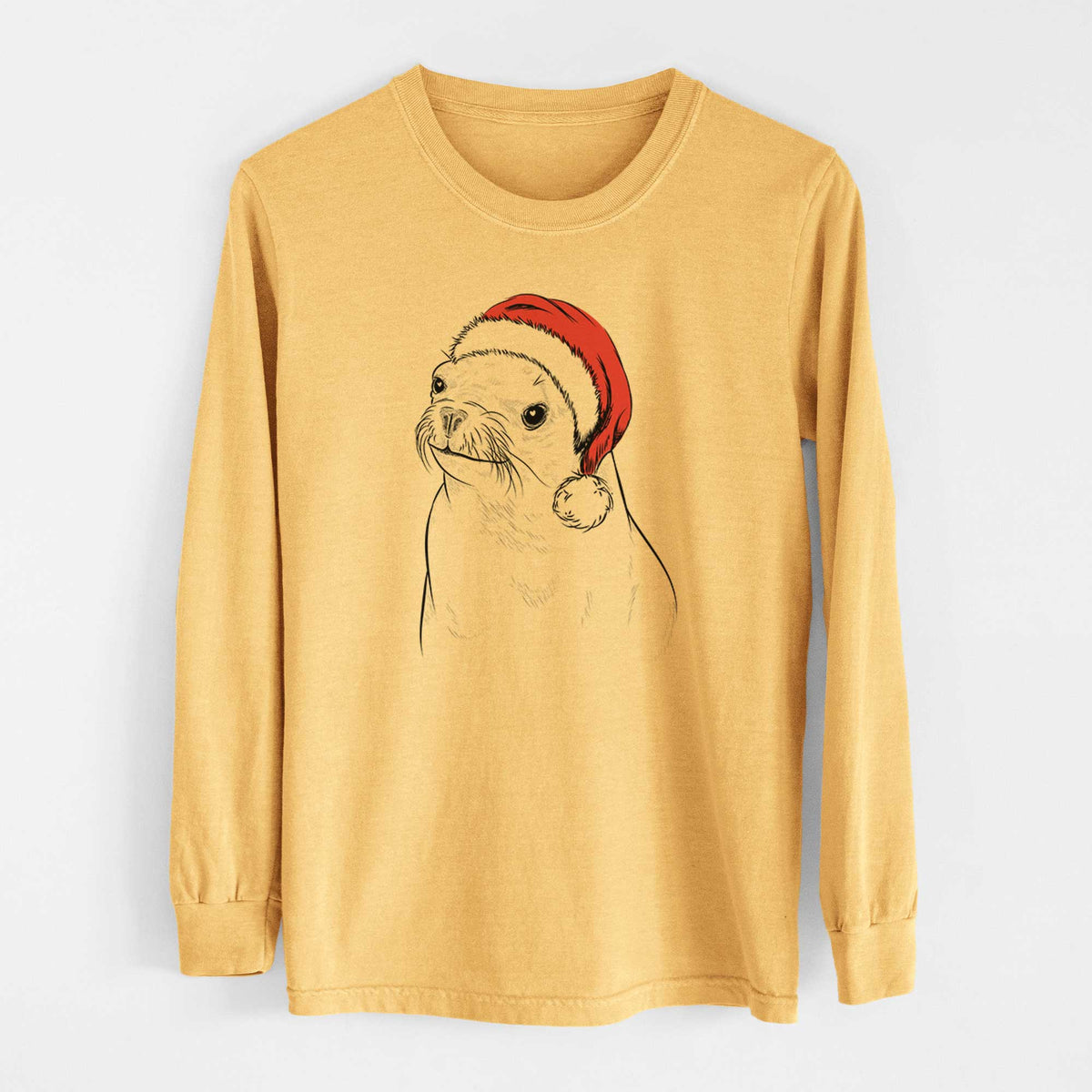 Santa Chip the California Sea Lion - Heavyweight 100% Cotton Long Sleeve