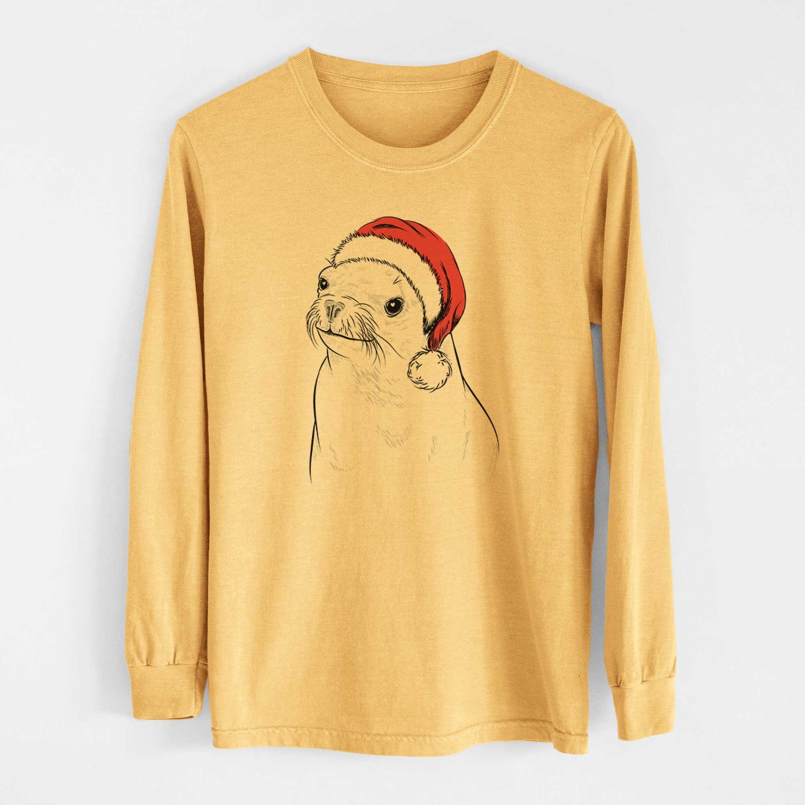 Santa Chip the California Sea Lion - Heavyweight 100% Cotton Long Sleeve