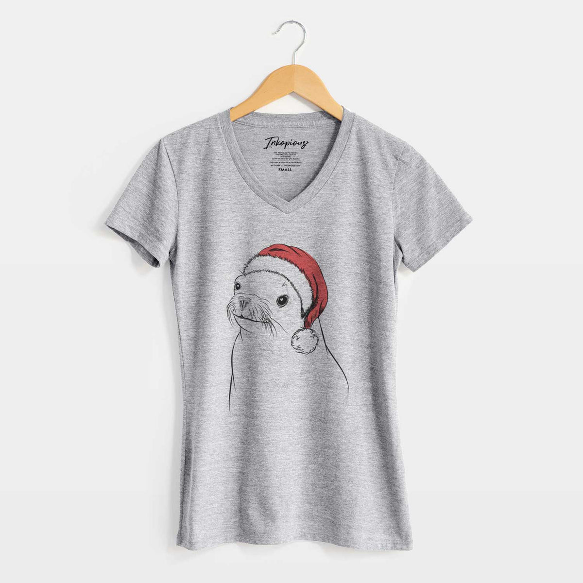 Santa Chip the California Sea Lion - Women's V-neck Shirt