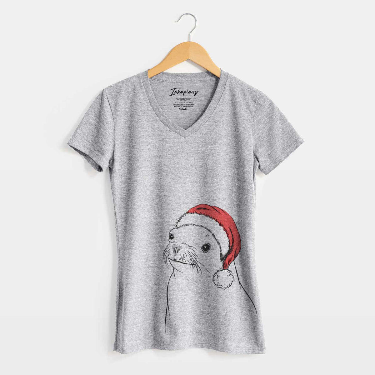Santa Chip the California Sea Lion - Women's V-neck Shirt