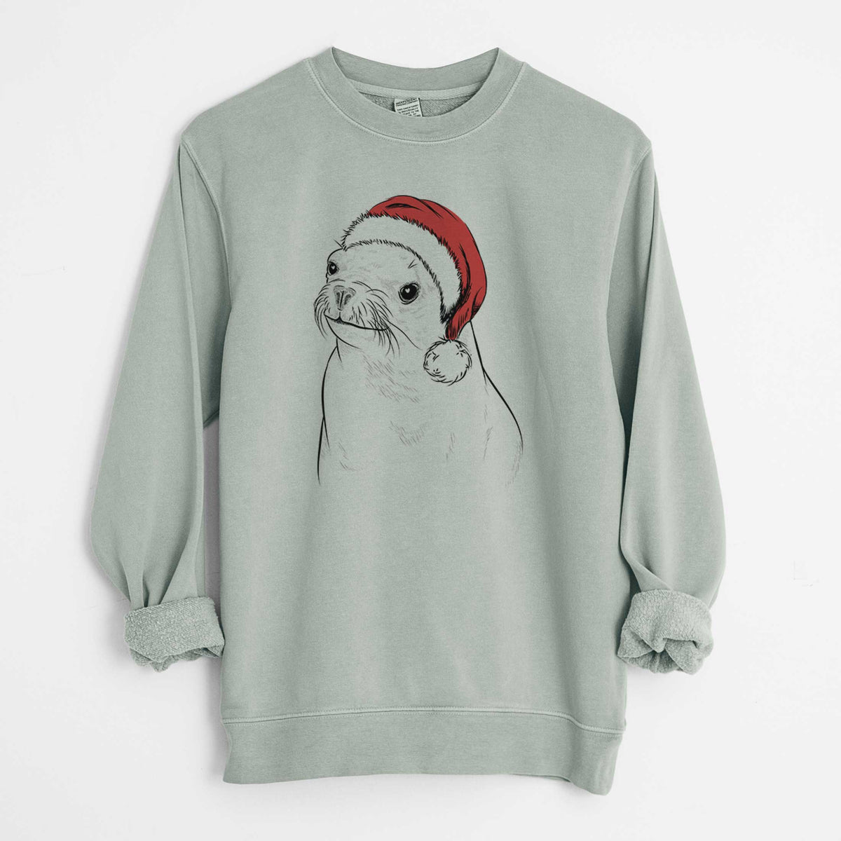 Santa Chip the California Sea Lion - Unisex Pigment Dyed Crew Sweatshirt